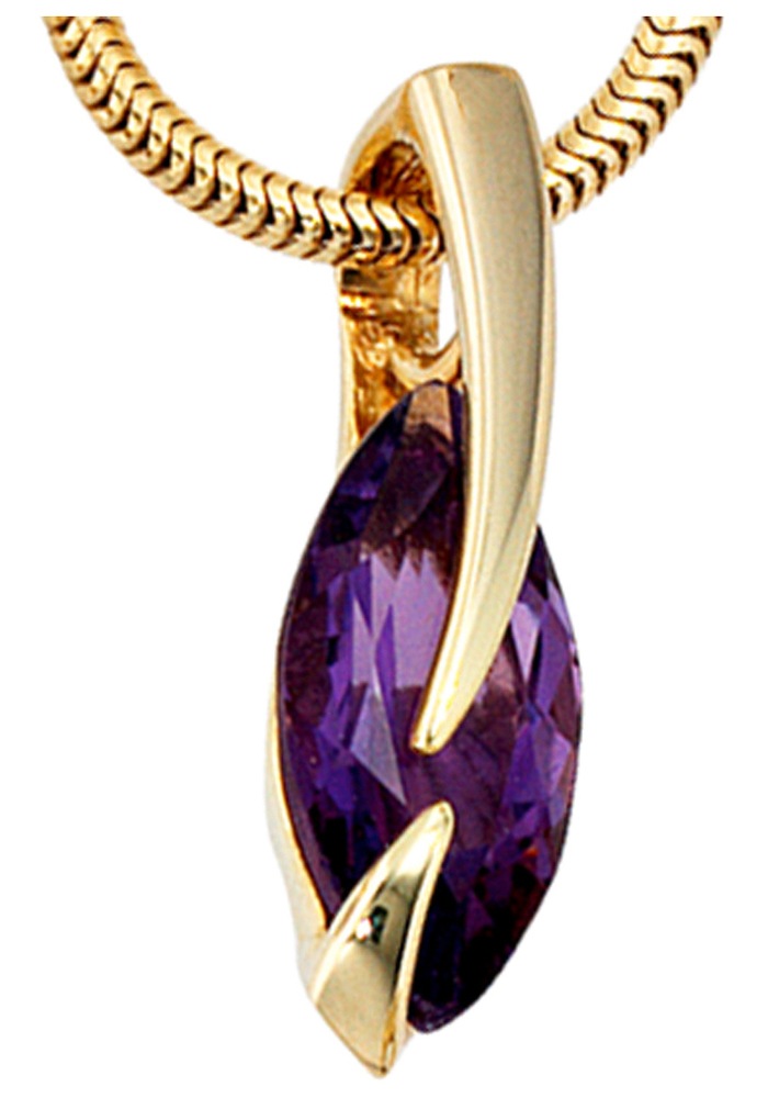 Kettenanhänger JOBO "Anhänger mit Amethyst", gelb (gelbgold 585), Schmuckanhänger, Damen, Gelbgold 585, Kettenanhänger, 585 Gold 2