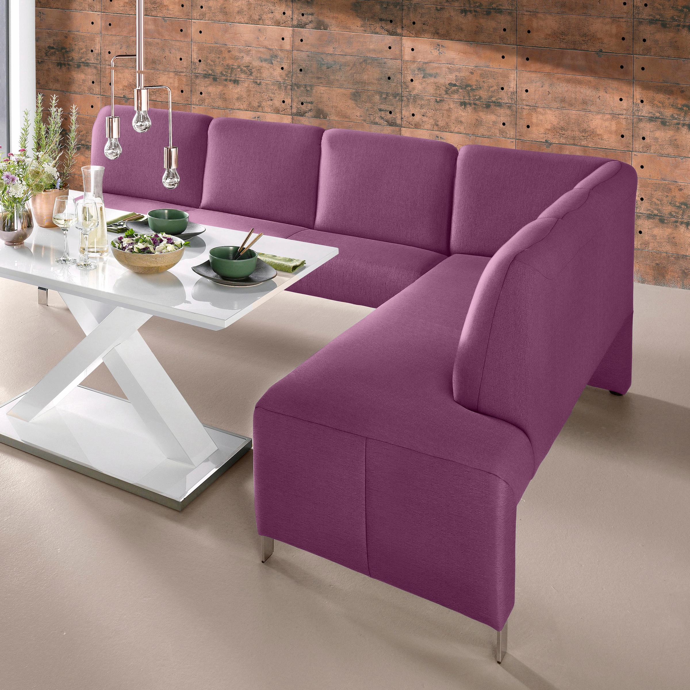 exxpo - sofa fashion Eckbank "Intenso, modern, 263/198 cm (B/T)" hohe Bodenfreiheit, frei im Raum stellbar, hoher Sitzkomfort