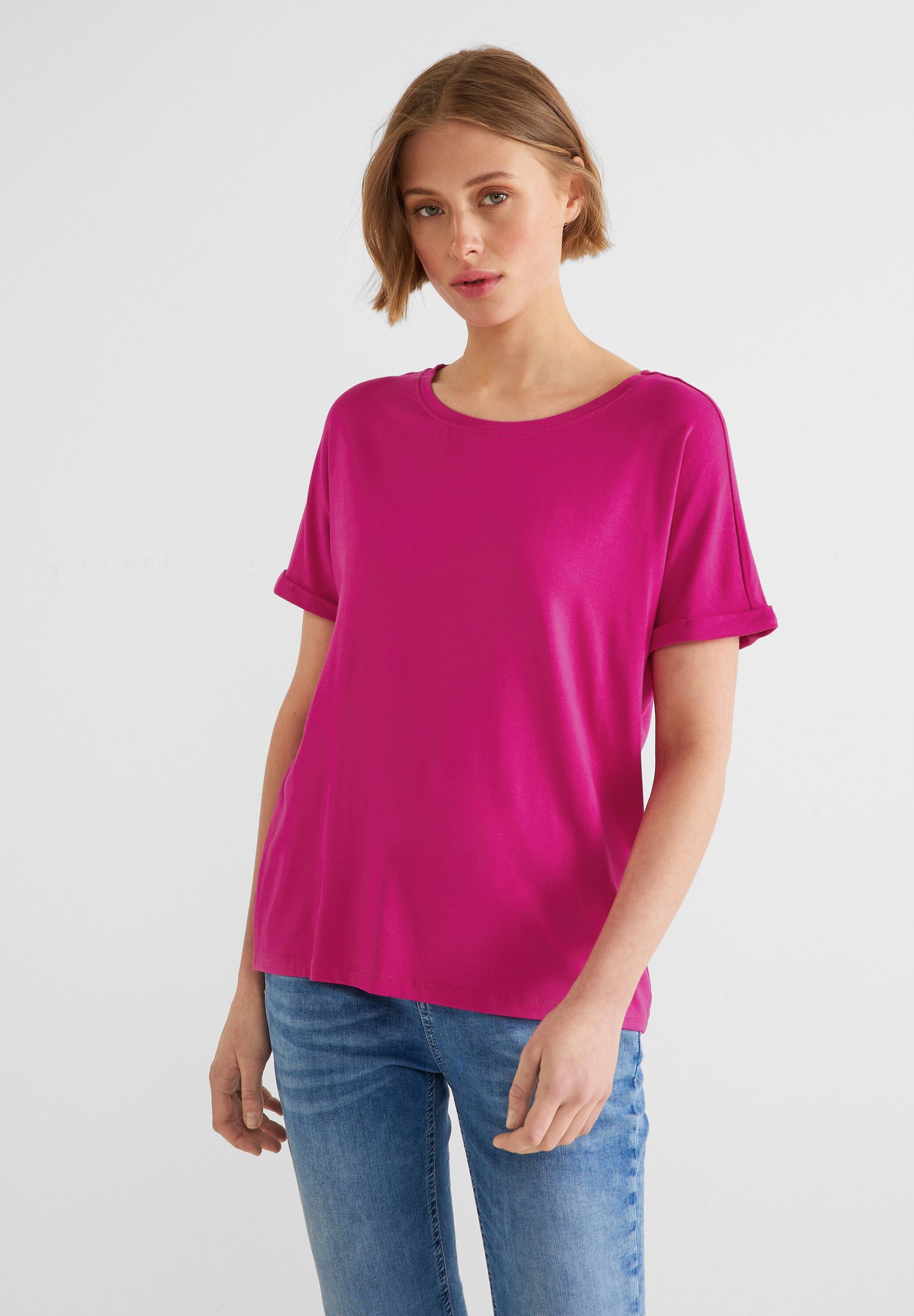 STREET ONE T-Shirt, in online Unifarbe | BAUR kaufen