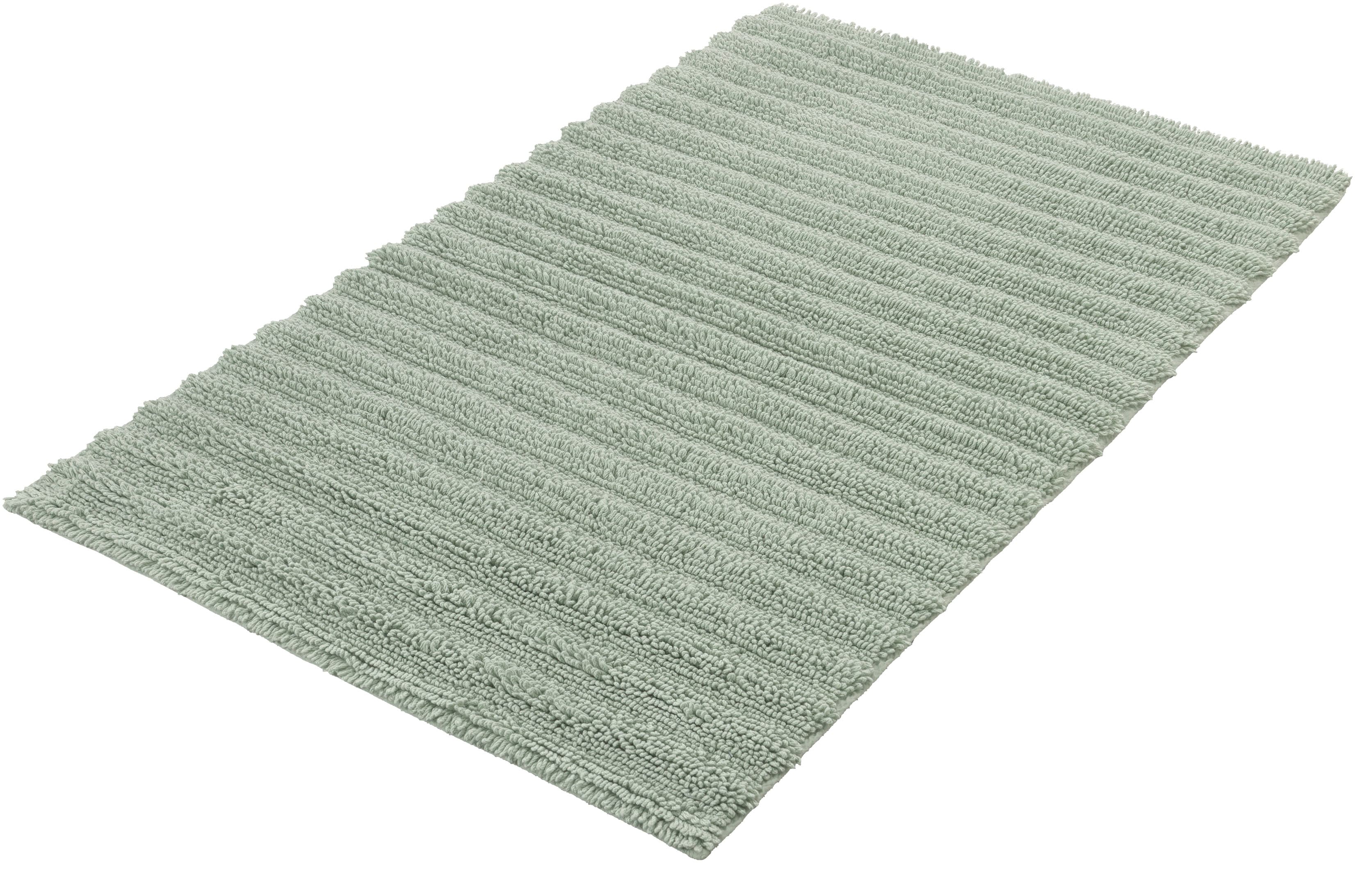 Kleine Wolke Badematte "Yara, Badvorleger, Badezimmer Teppich" Höhe 5 mm beidseitig nutzbar fußbodenheizungsgeeignet Badteppich, Uni Farben, gestreift, waschbar