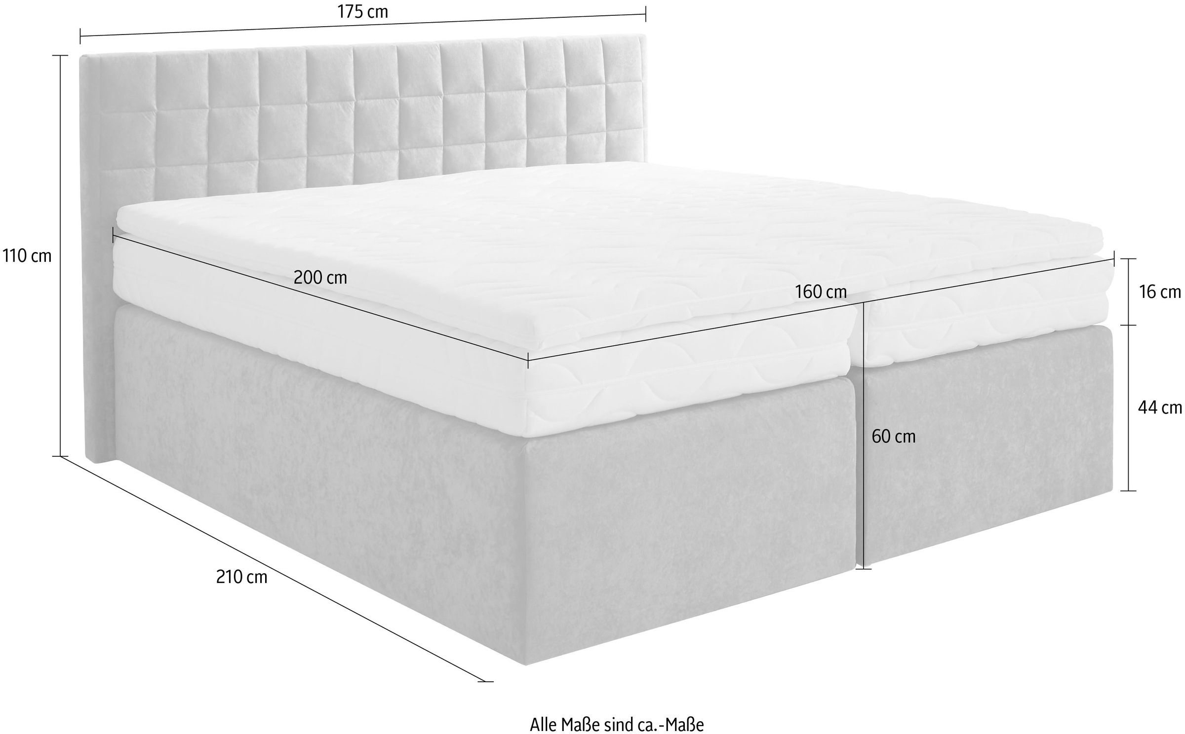 Westfalia Schlafkomfort Boxspringbett, mit schöner Kopfteilversteppung