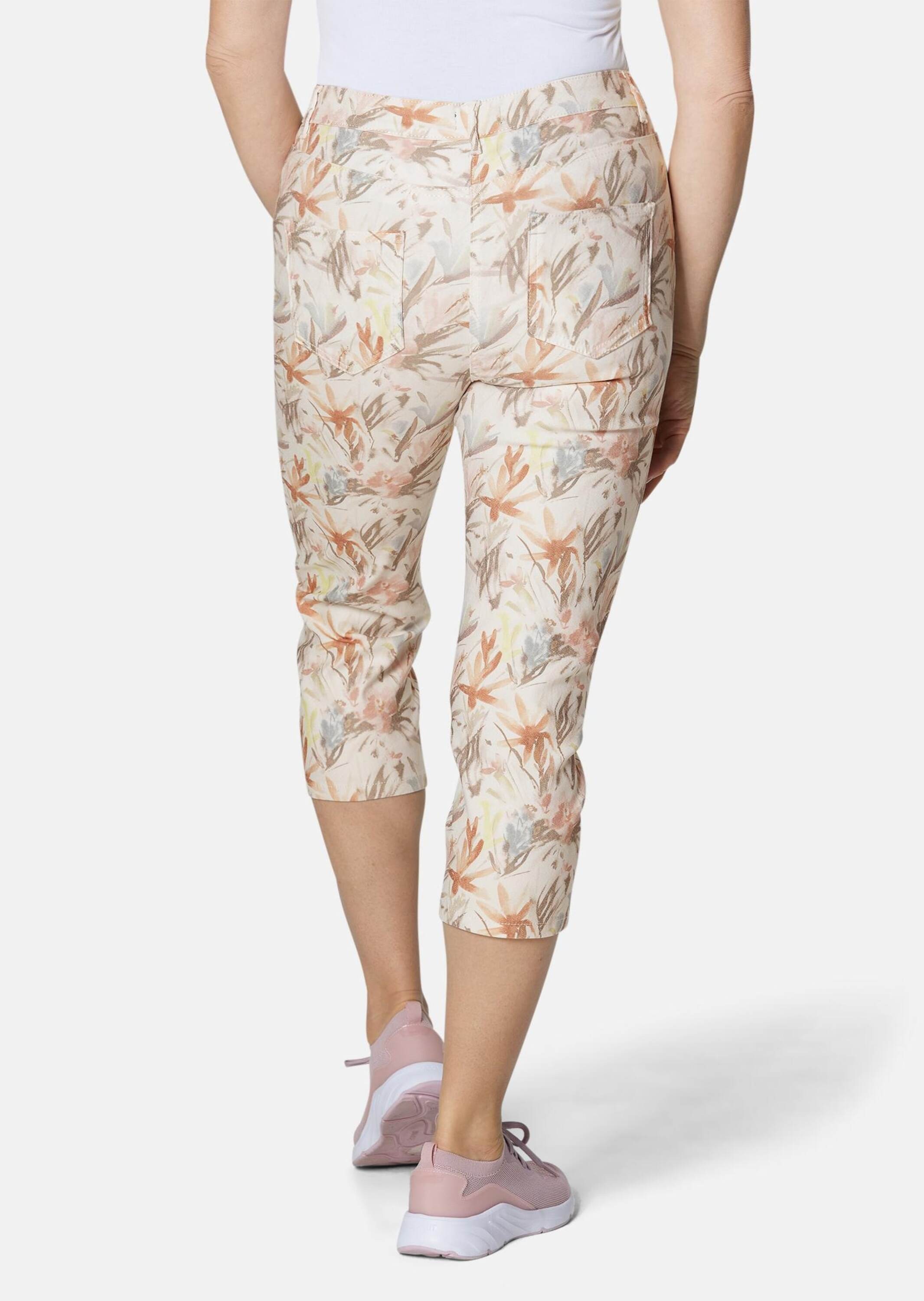 GOLDNER Chinos »Druckhose Druckhose mit ausgefallenem Blumenmuster«