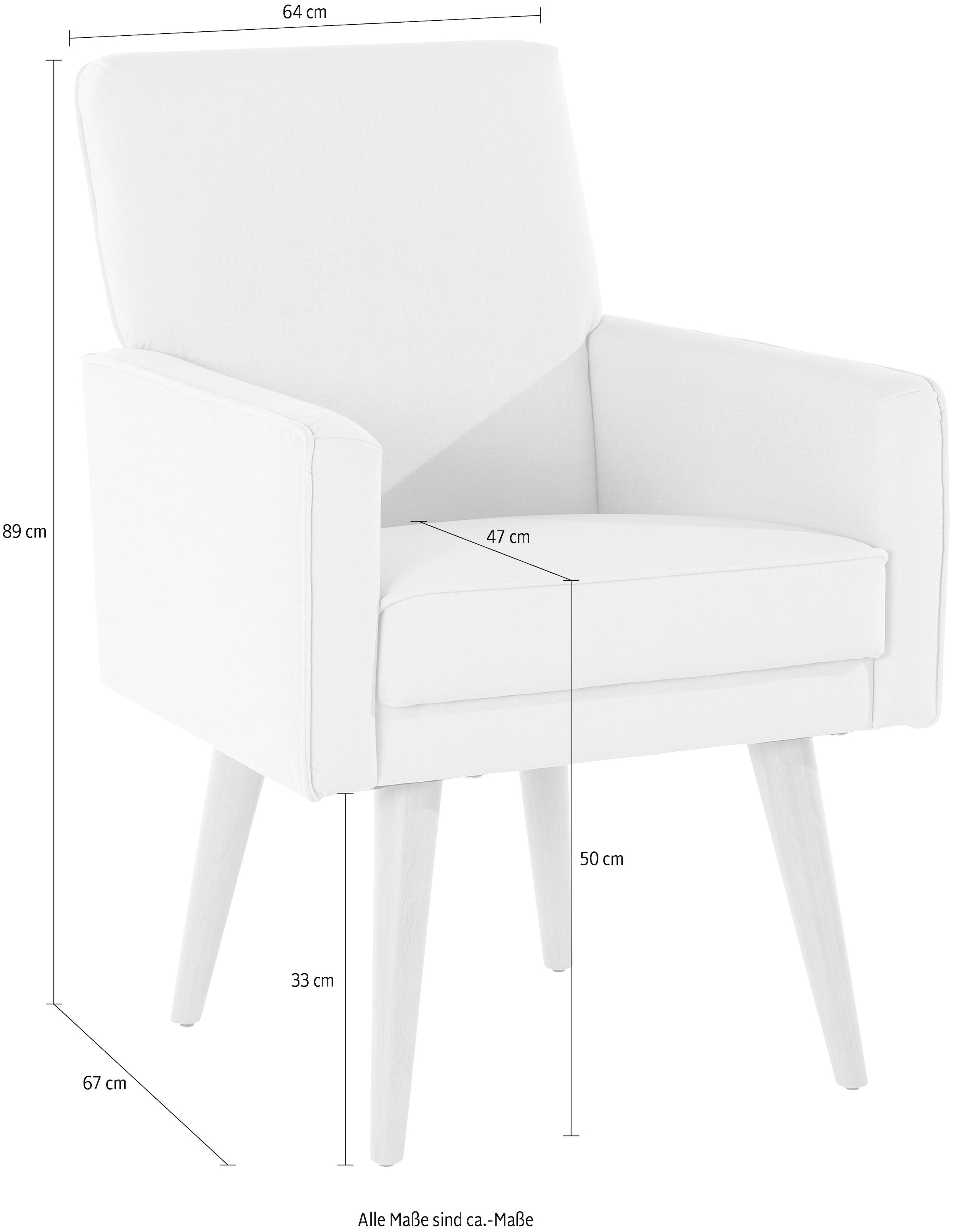 exxpo - sofa fashion Sessel »Lungo, Loungesessel mit moderner Kedernaht, bequem und elegant«, Breite 64 cm, hoher Holzfuß