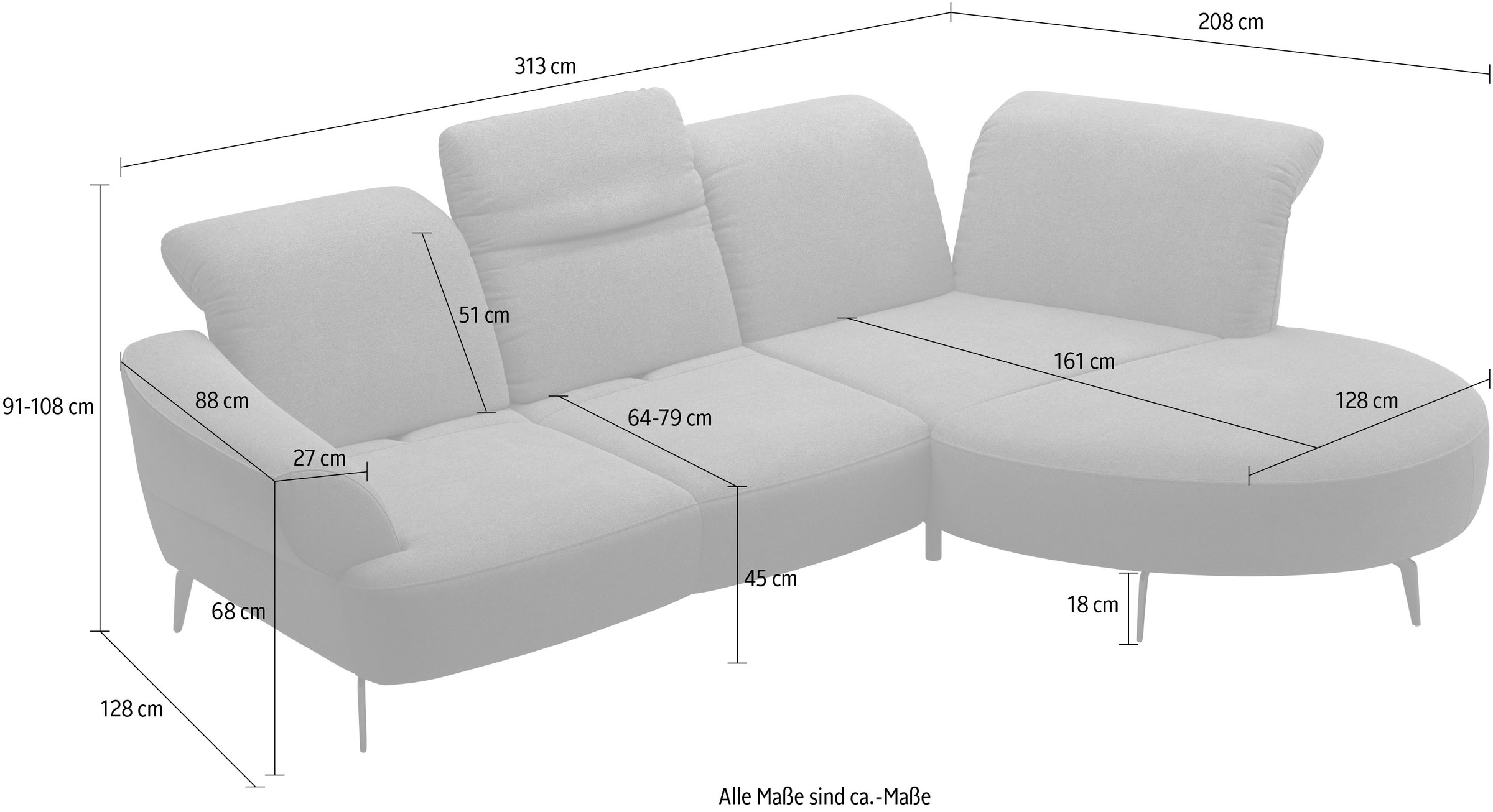 sit&more Ecksofa »Dance«, inkl.System Click&Seat und Sitztiefenverstellung
