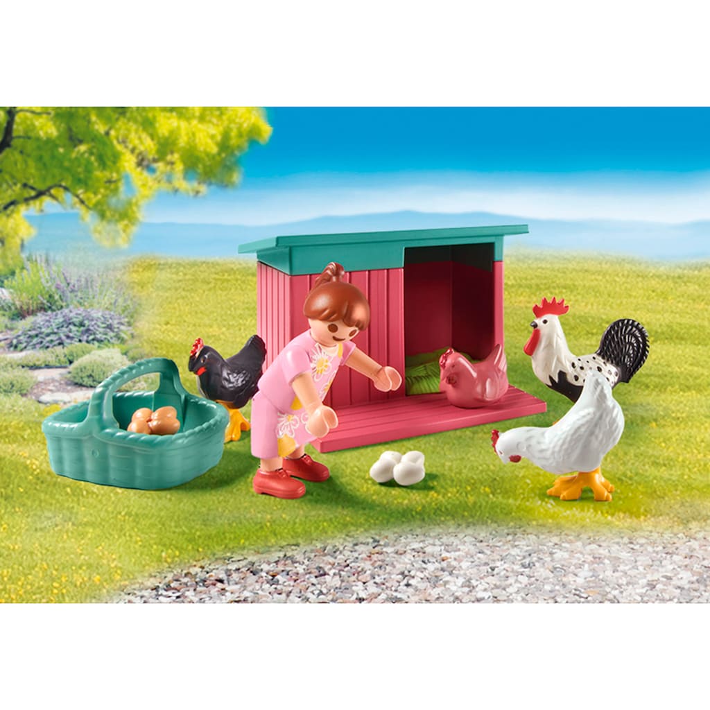 Playmobil® Konstruktions-Spielset »Kleine Hühnerfarm im Tiny Haus Garten (71510), My Life«, (77 St.)