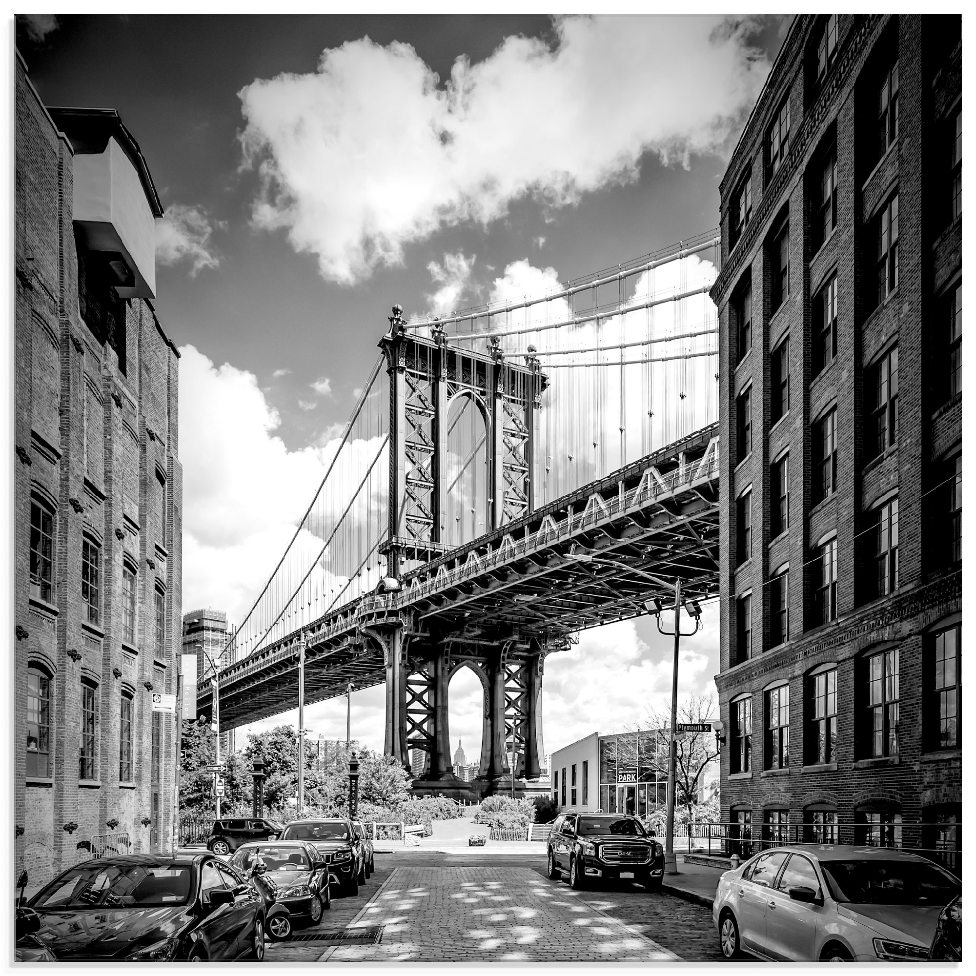 Glasbild ARTLAND, B:50cm H:50cm, schwarz, Küche, Bilder, "New York City Manhattan Bridge I", in verschiedenen Größen
