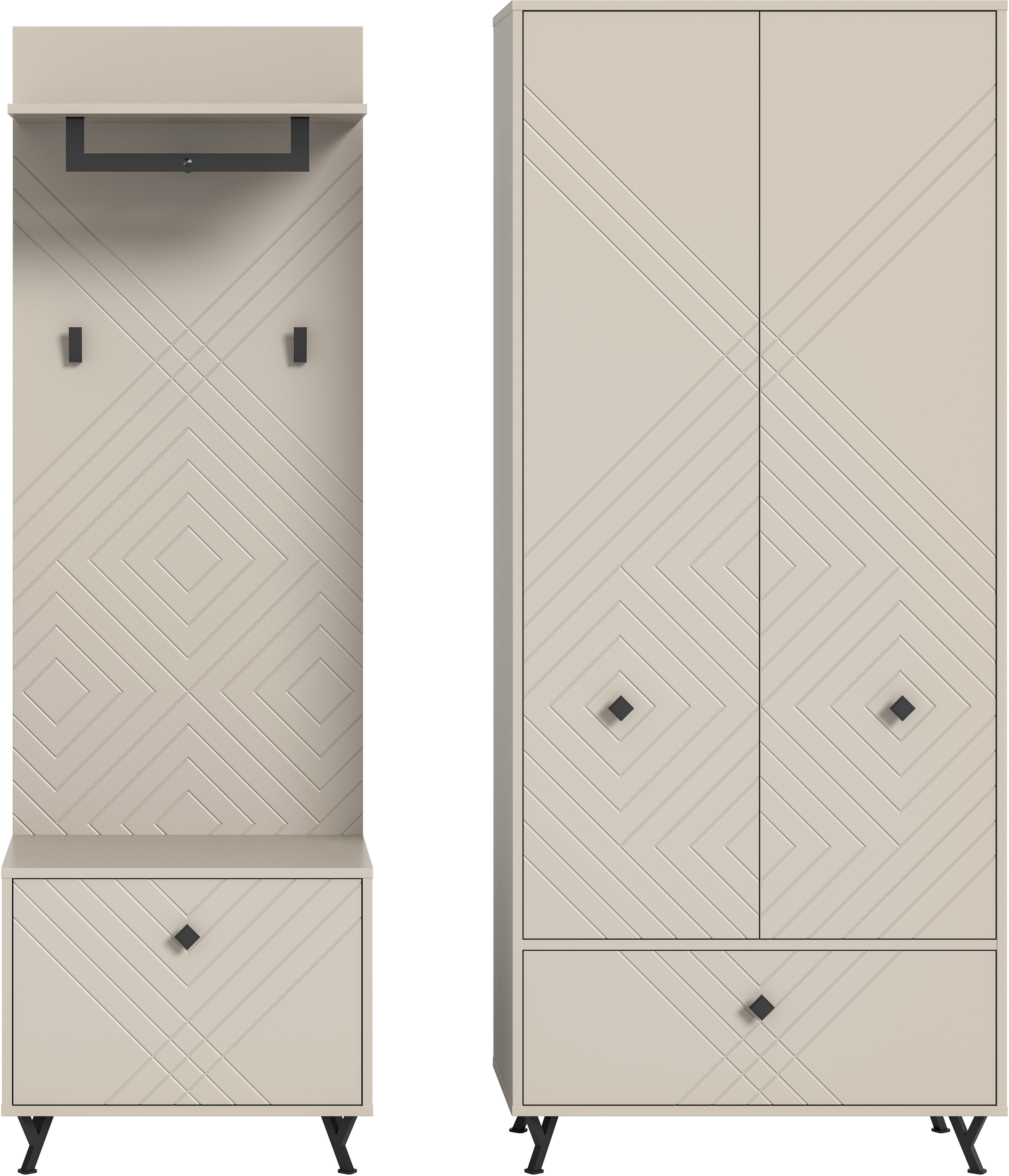 Thumbnail - INOSIGN Garderoben-Set "Mento, 3-teilig, Ornamentfräsung in der Front, bestehend aus:" Set, 3 Stk. tlg.