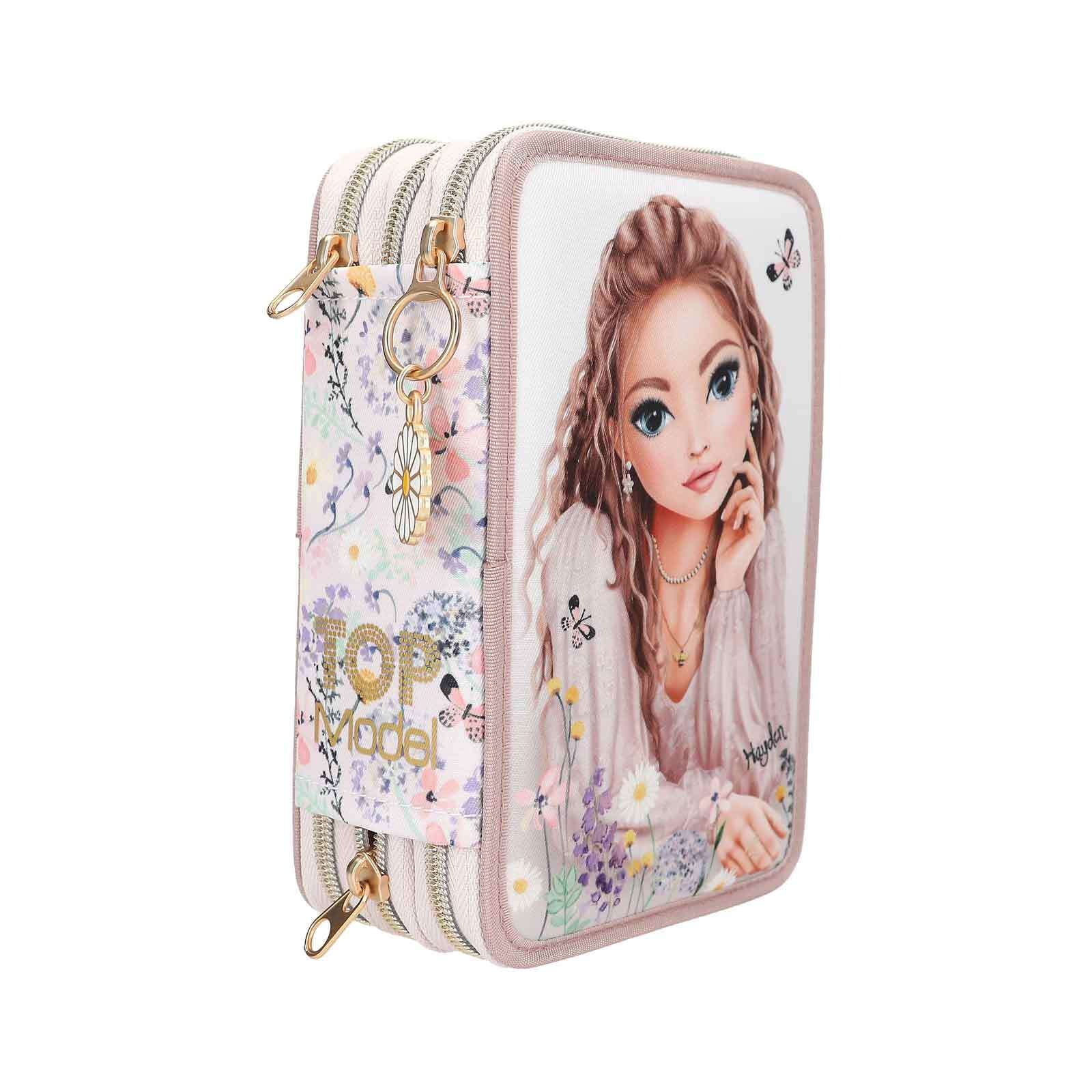 Depesche Buntstift »3-Fach Federtasche SUMMER FEELING inkl. Stifte TOPModel 7,5 x 13 x 20 cm violett«