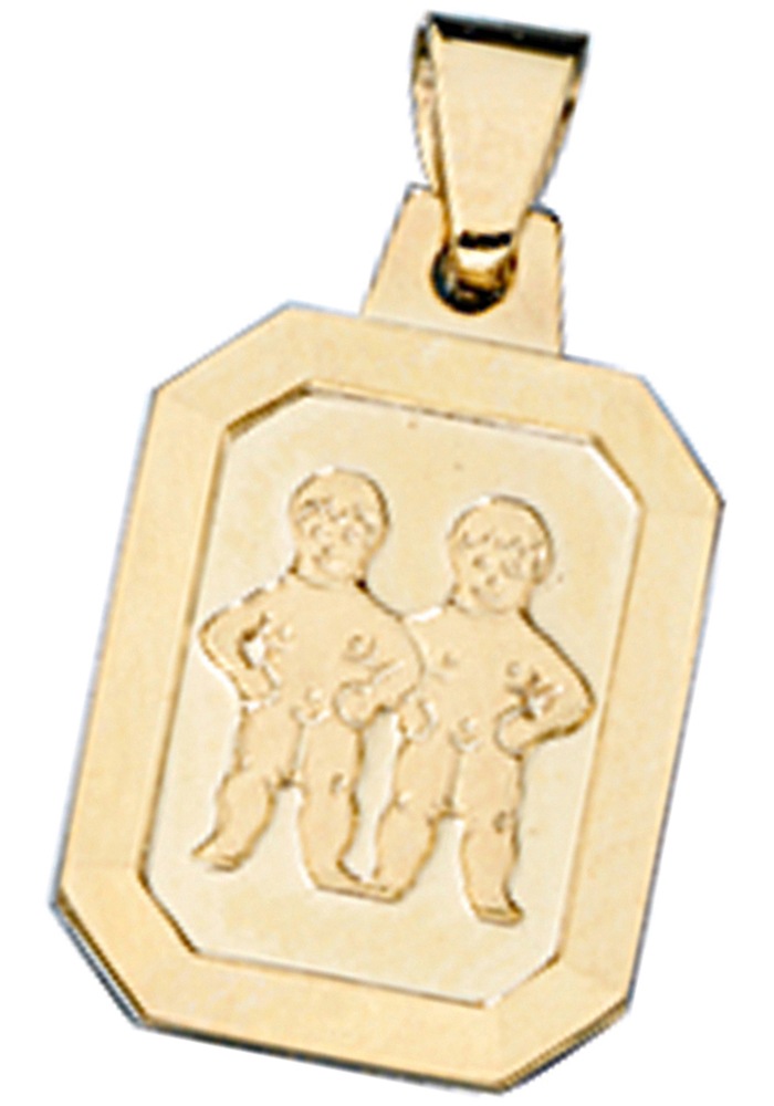 JOBO Damen Sternzeichenanhänger "Anhänger Sternzeichen", Zwilling, Gelbgold 333, gold, Gelbgold 333, Schmuckanhänger, 333 Gold achteckig