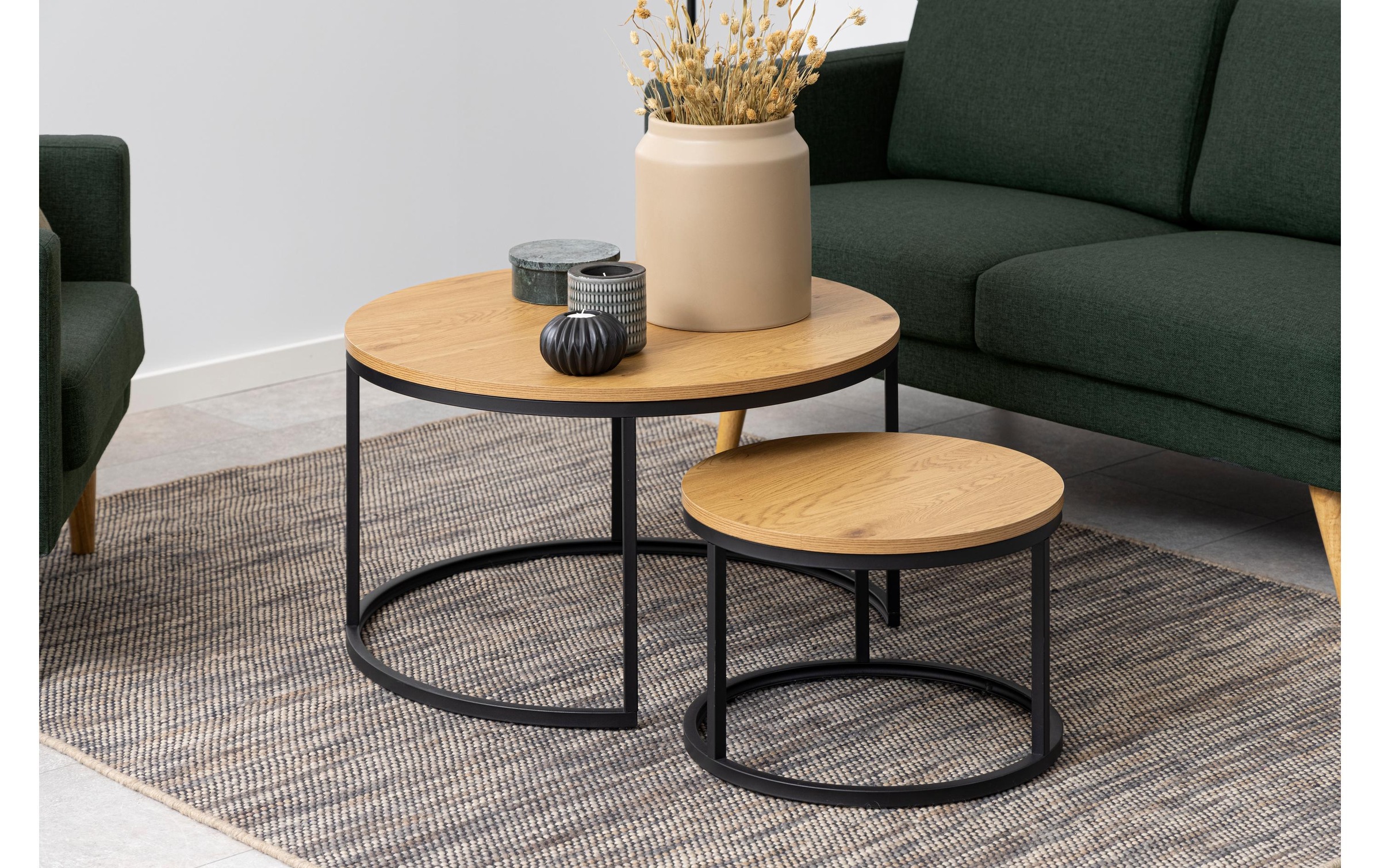 AC Design Beistelltisch »Spiro Ø 80/ 50 cm, 2 Stück, Nature/Schwarz«