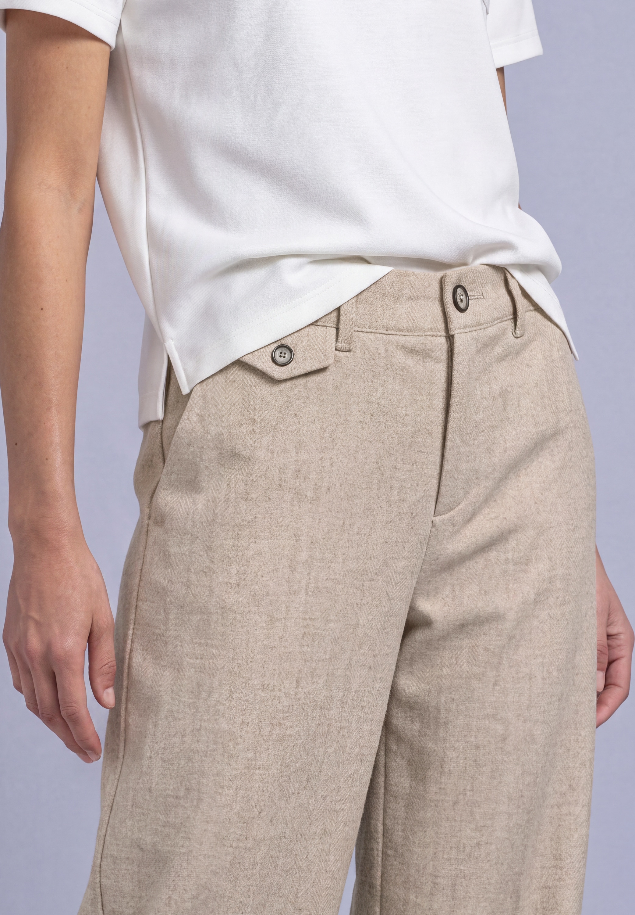 STREET ONE Stoffhose  im Melange-Look, verkürzte Länge