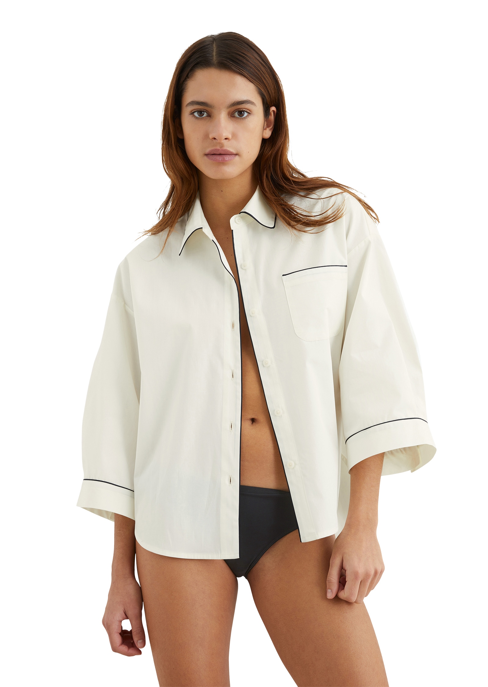 Marc OPolo Oversize-Shirt "Mix & Match Poplin", kontrastfarbene Pipings, Kn günstig online kaufen