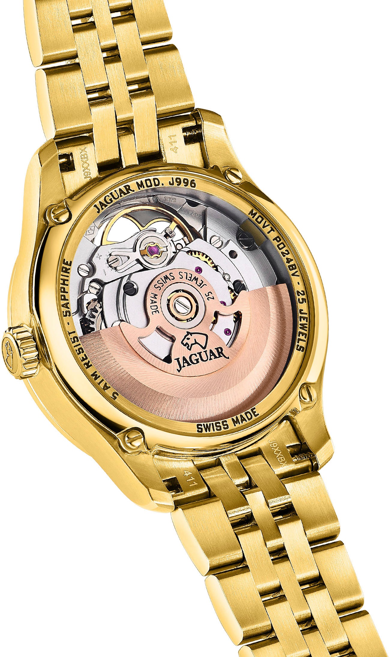Jaguar Automatikuhr, Armbanduhr, Damenuhr, offene Unruh in Herzform, Saphirglas, Swiss Made