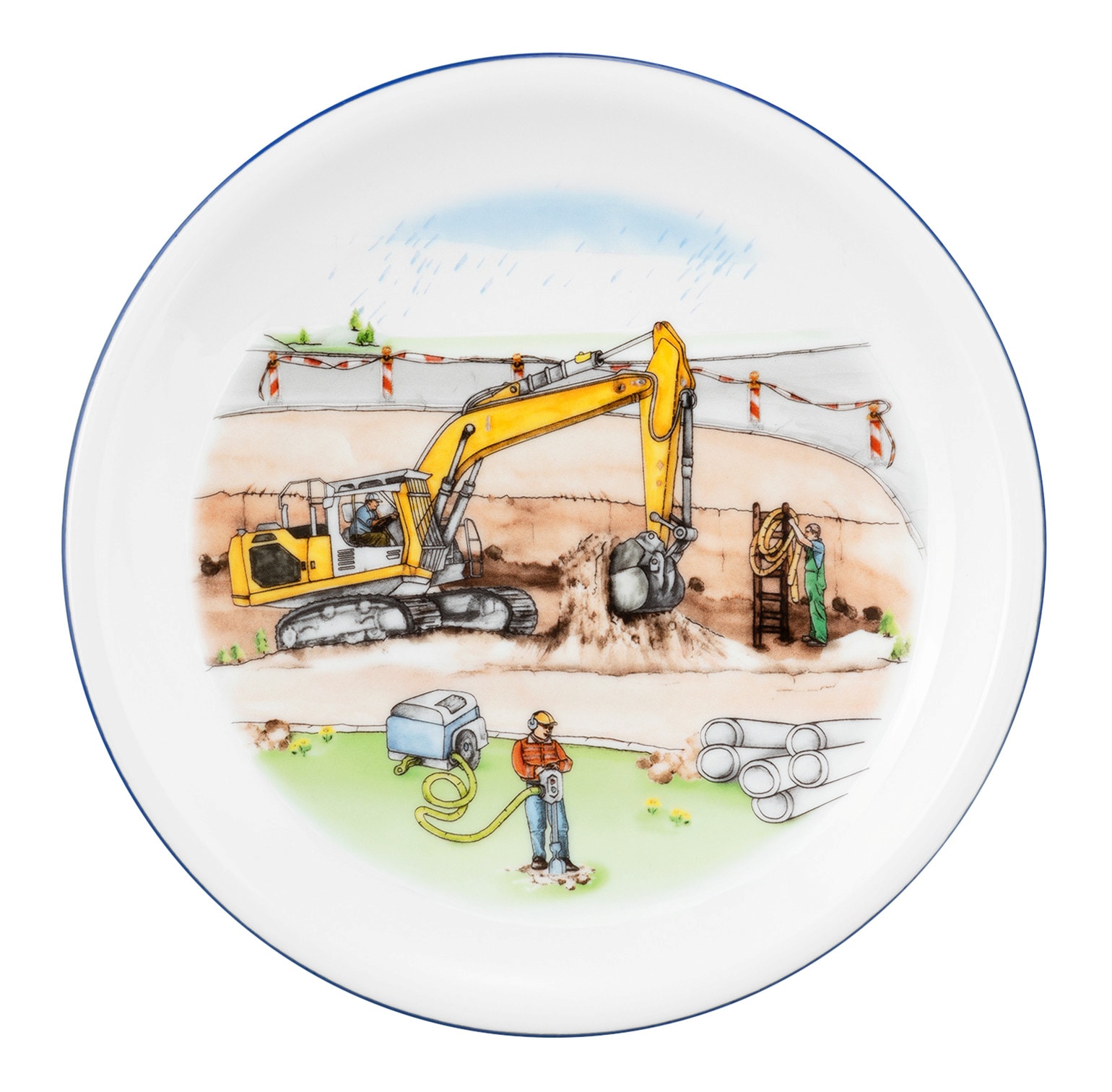 Seltmann Weiden Kindergeschirr-Set »Compact Auf der Baustelle«, (Set, 3 tlg., 1x Becher mit Henkel, 1x Schüssel rund, 1x Frühstücksteller rund), Teller, Schüssel, Becher, Made in Germany, 3 Teile, für 1 Person