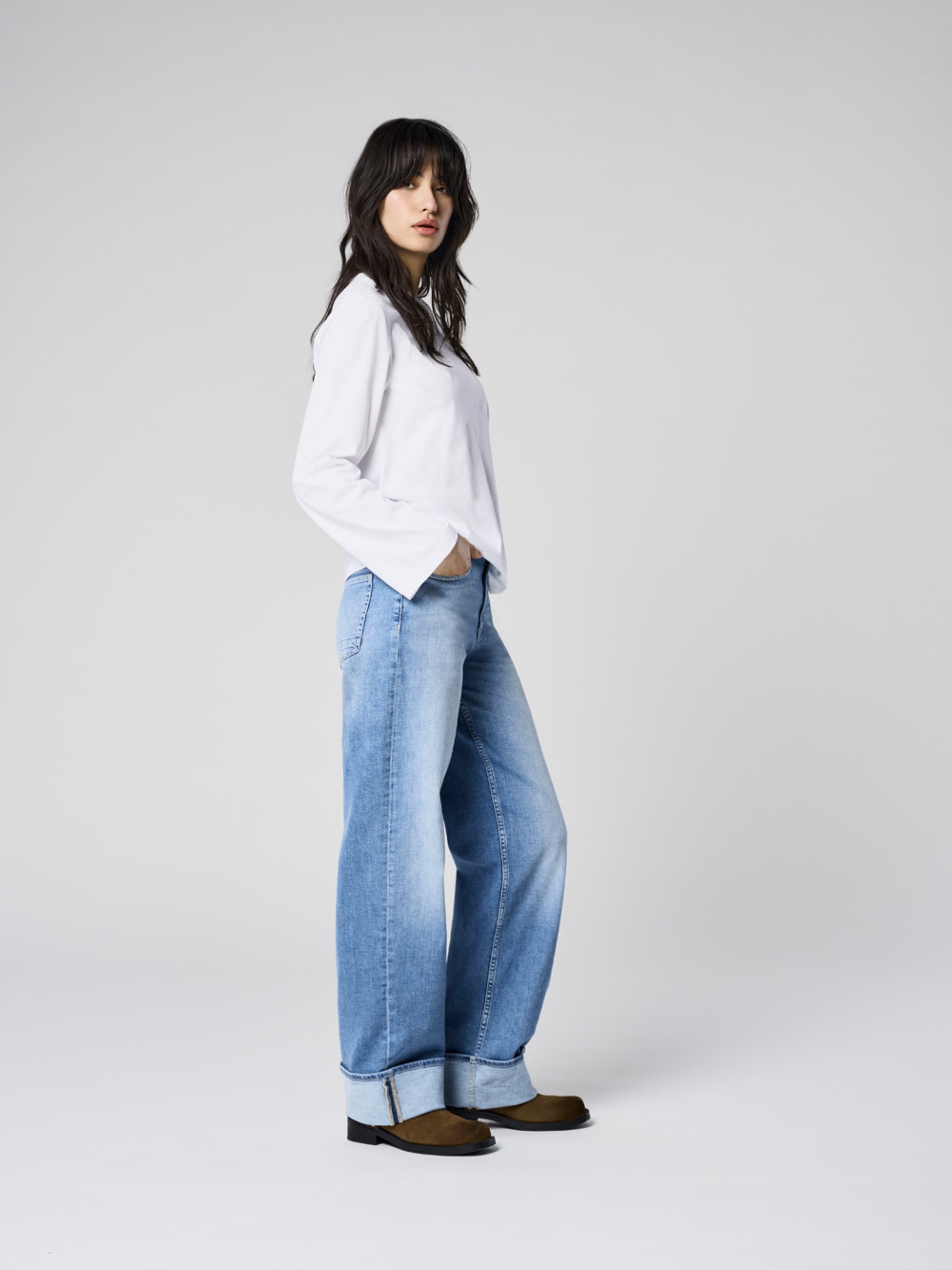 ONLY High-waist-Jeans "ONLMERCER HW WIDE FOLD UP DNM REA330NOOS" Baumwollmi günstig online kaufen