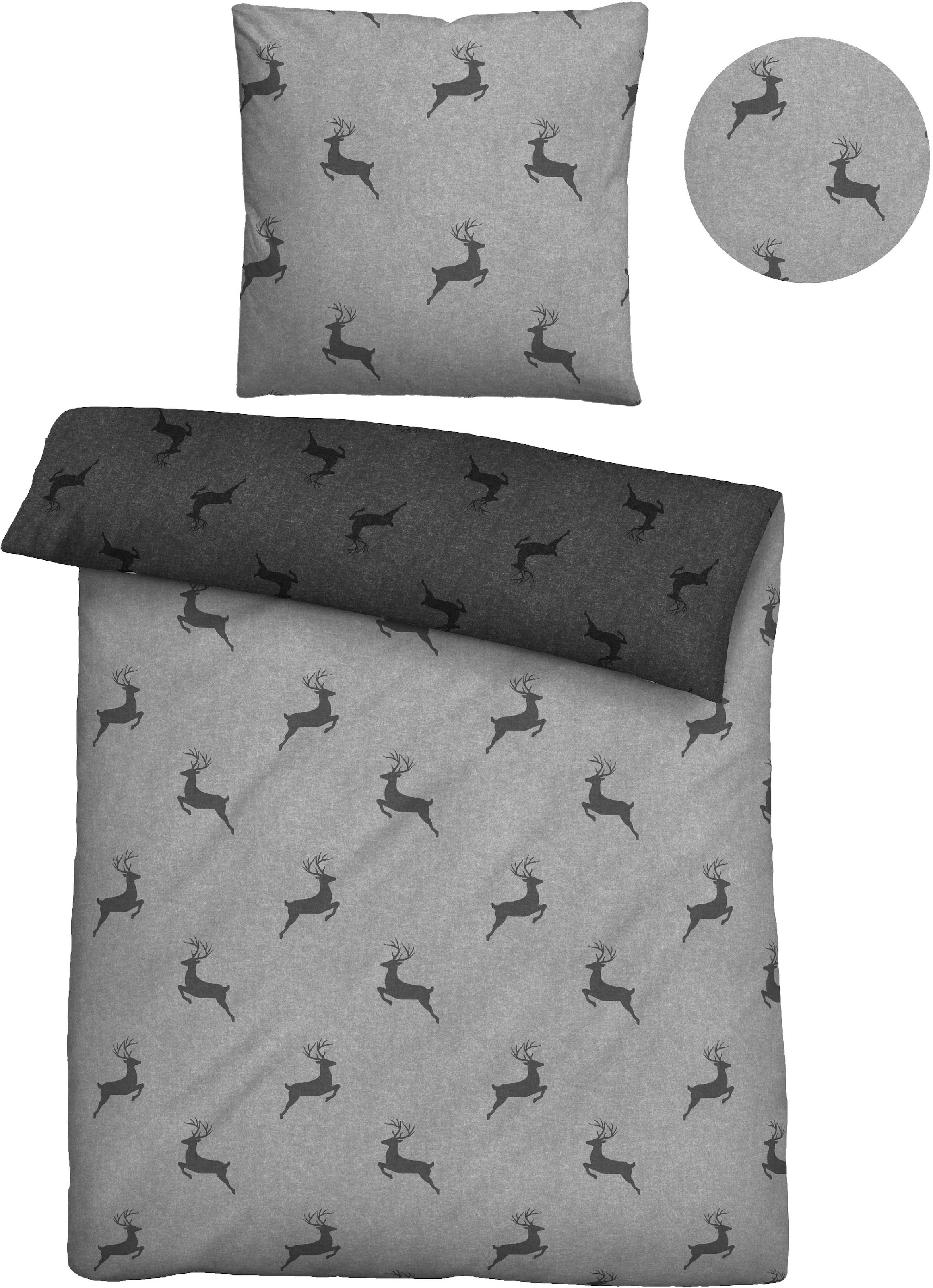 Biberna Wendebettwäsche "Cardo in Gr. 135x200 oder 155x220 cm" 2 Stk. Flane günstig online kaufen