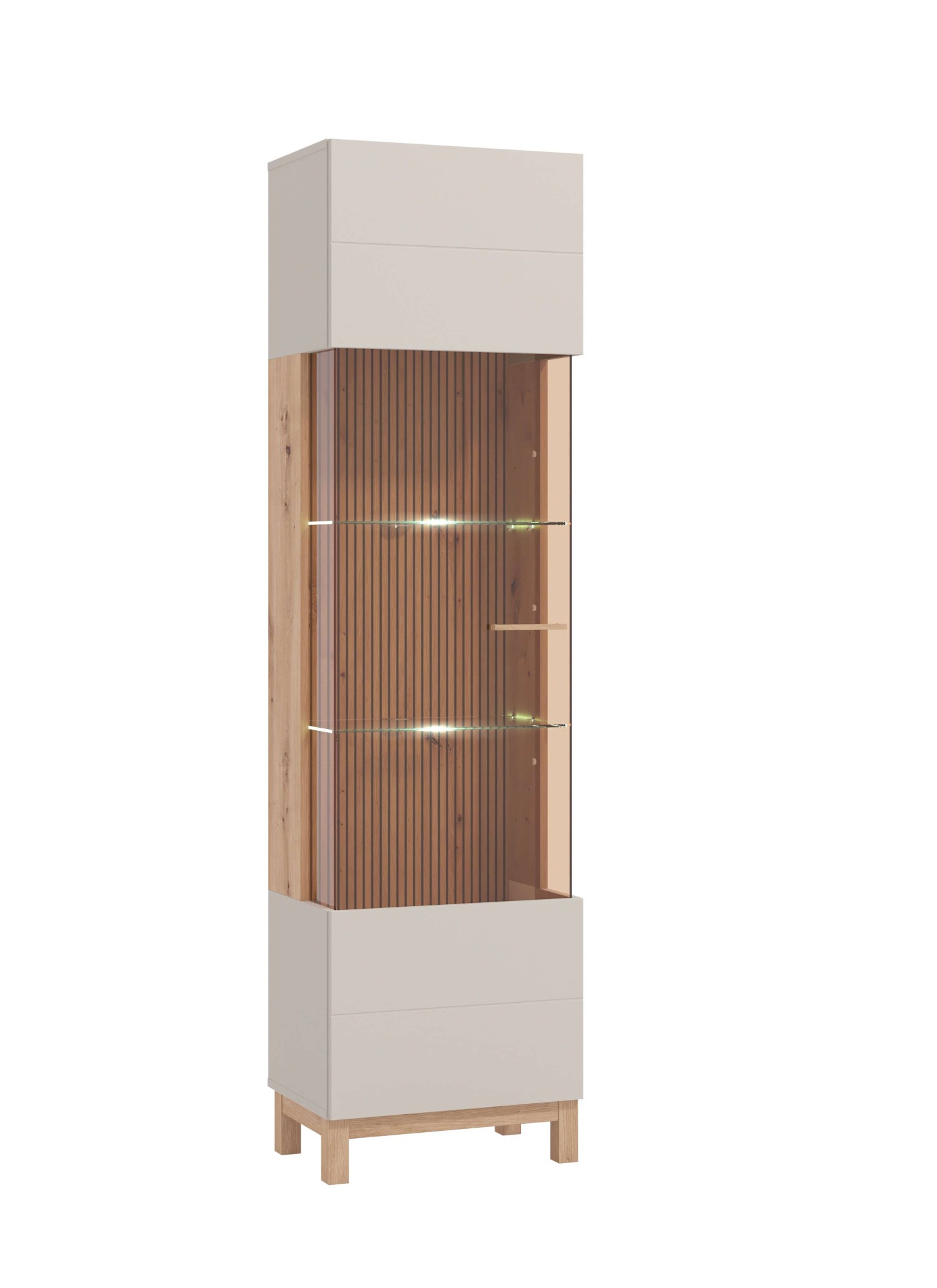 Home affaire Vitrine »Essex Vitrinenschrank, Glasschrank, Standvitrine, Highboard/Sideboard« 1 Tür, 4 Einlegeböden, 5 Fächer, Gesamtmaße (B/T/H): 51,5/35/191,5 cm