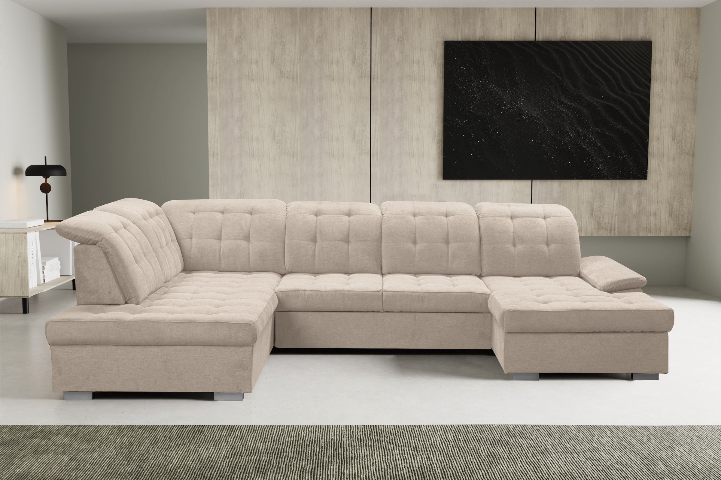 WERK2 Wohnlandschaft "Kordula-New U-Form", Sofa in U-Form mit Schlaffunktio günstig online kaufen