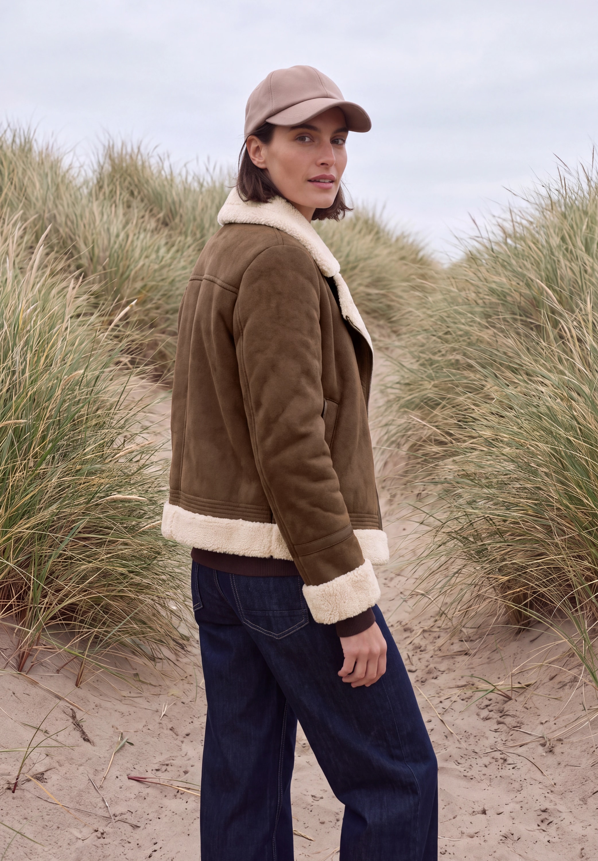 Cecil Lederimitatjacke ohne Kapuze mit Teddy-Details