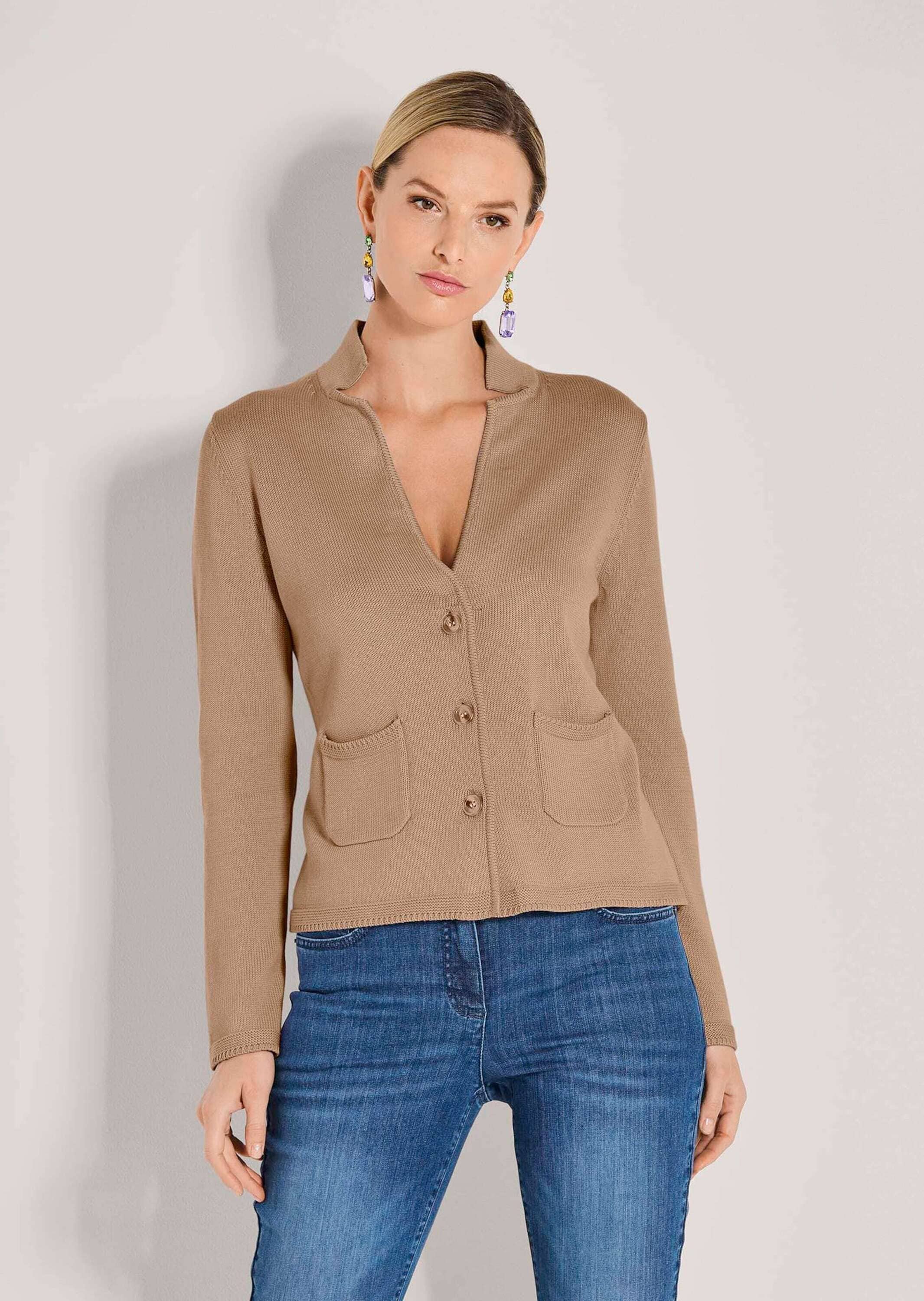 MADELEINE Strickjacke »Strickblazer Eleganter Blazer mit feinem Glattstrick« Hautsympathische Baumwolle