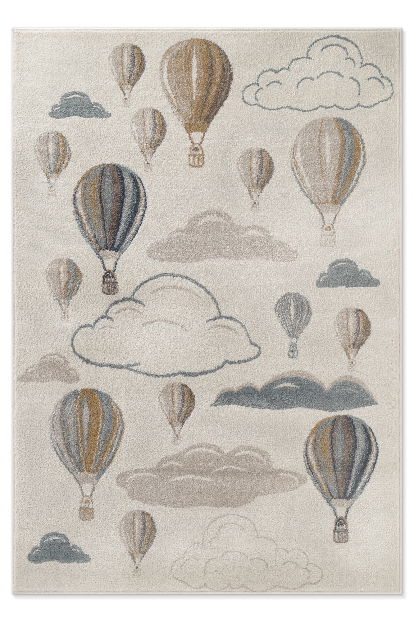 THE RUGS Adventures Kids Rug Party Theme Low Pile Playroom Rug Runner in Ivory | Size: 160cm x 235cm