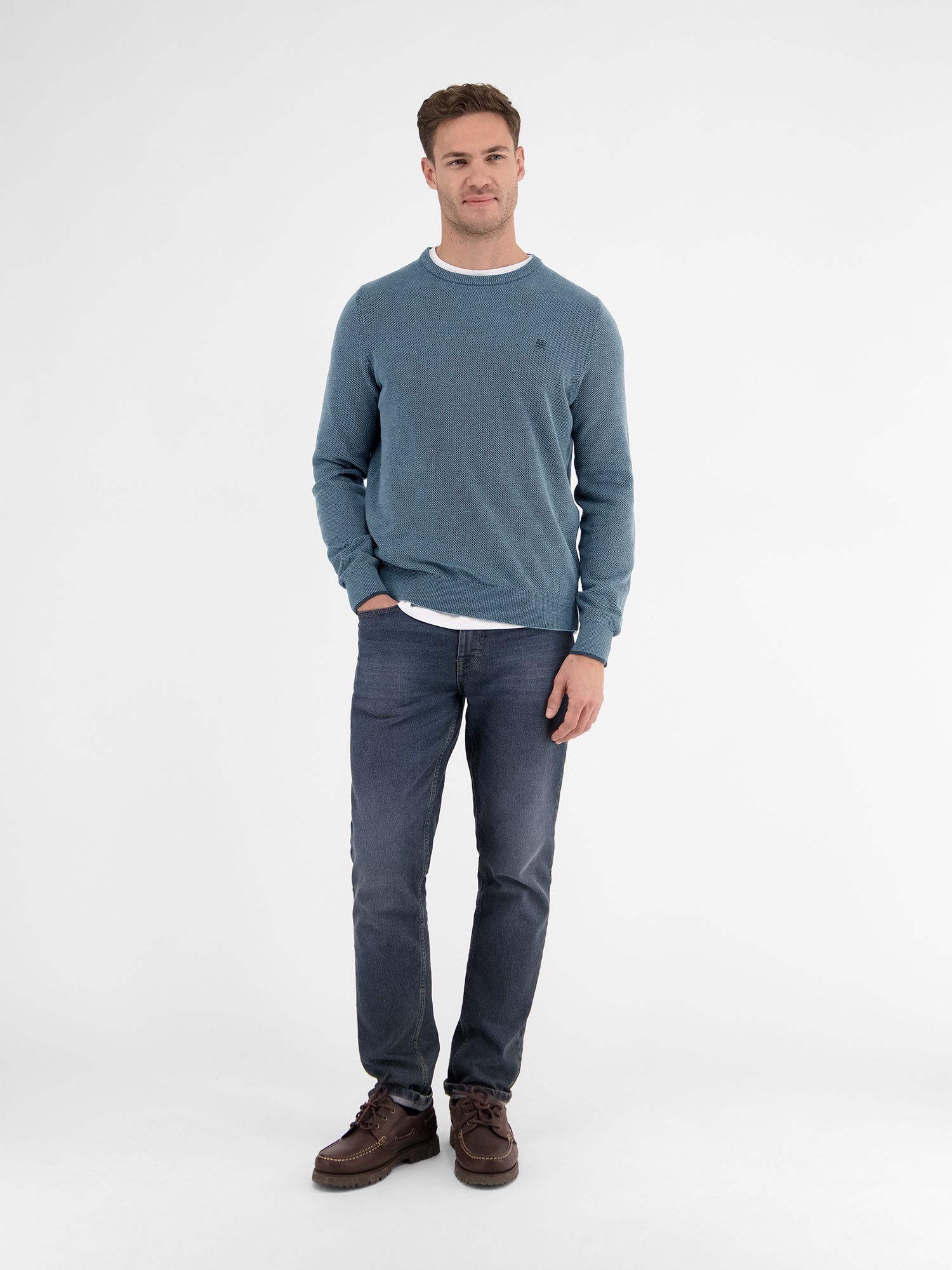 LERROS Strickpullover »LERROS Leichter Strickpullover mit schmaler Rippstruktur«