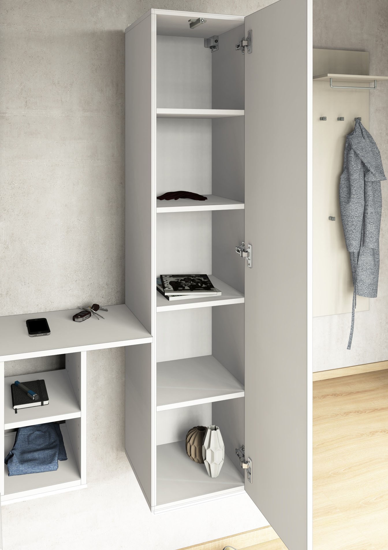 borchardt Möbel Garderoben-Set »Toledo, moderne Garderobe mit Spiegel, Schminktisch mit Regalfächern« Komplett-Set, 