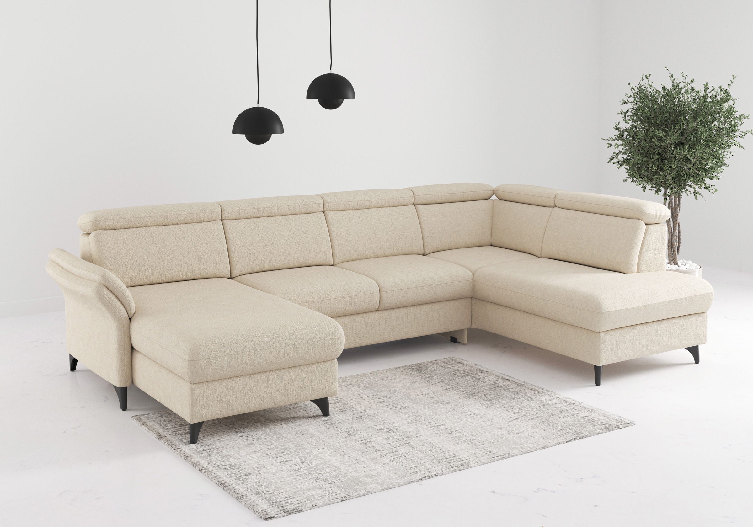 sit&more Wohnlandschaft "Glendale, U-Form" inkl. Kopfteilverstellung,wahlweise mit Vorziehsitz und Bettkasten