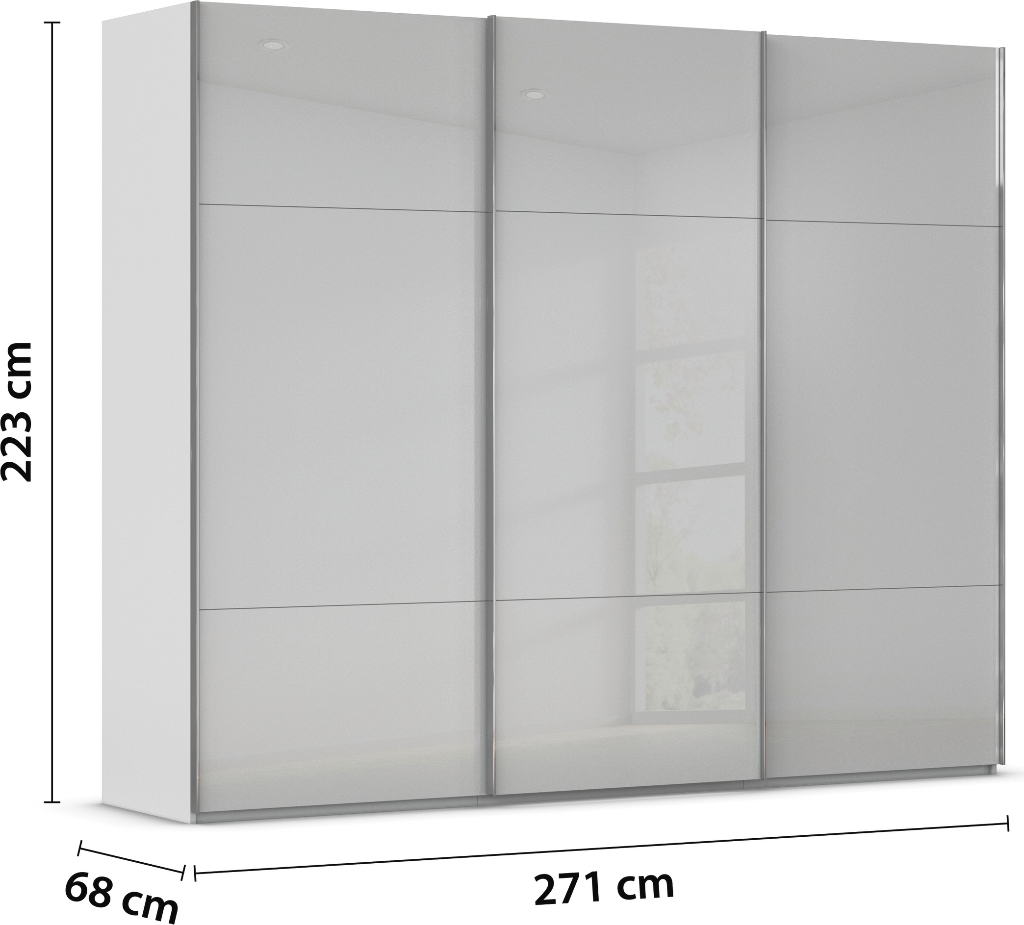 rauch Schwebetürenschrank »Kleiderschrank Schrank Garderobe Schlafzimmerschrank CONTIDO«, (in 3 verschiedenen Ausstattungen BASIC/CLASSIC/PREMIUM), aus hochwertigem Material in 6 Breiten 2 Griff-Farben MADE IN GERMANY