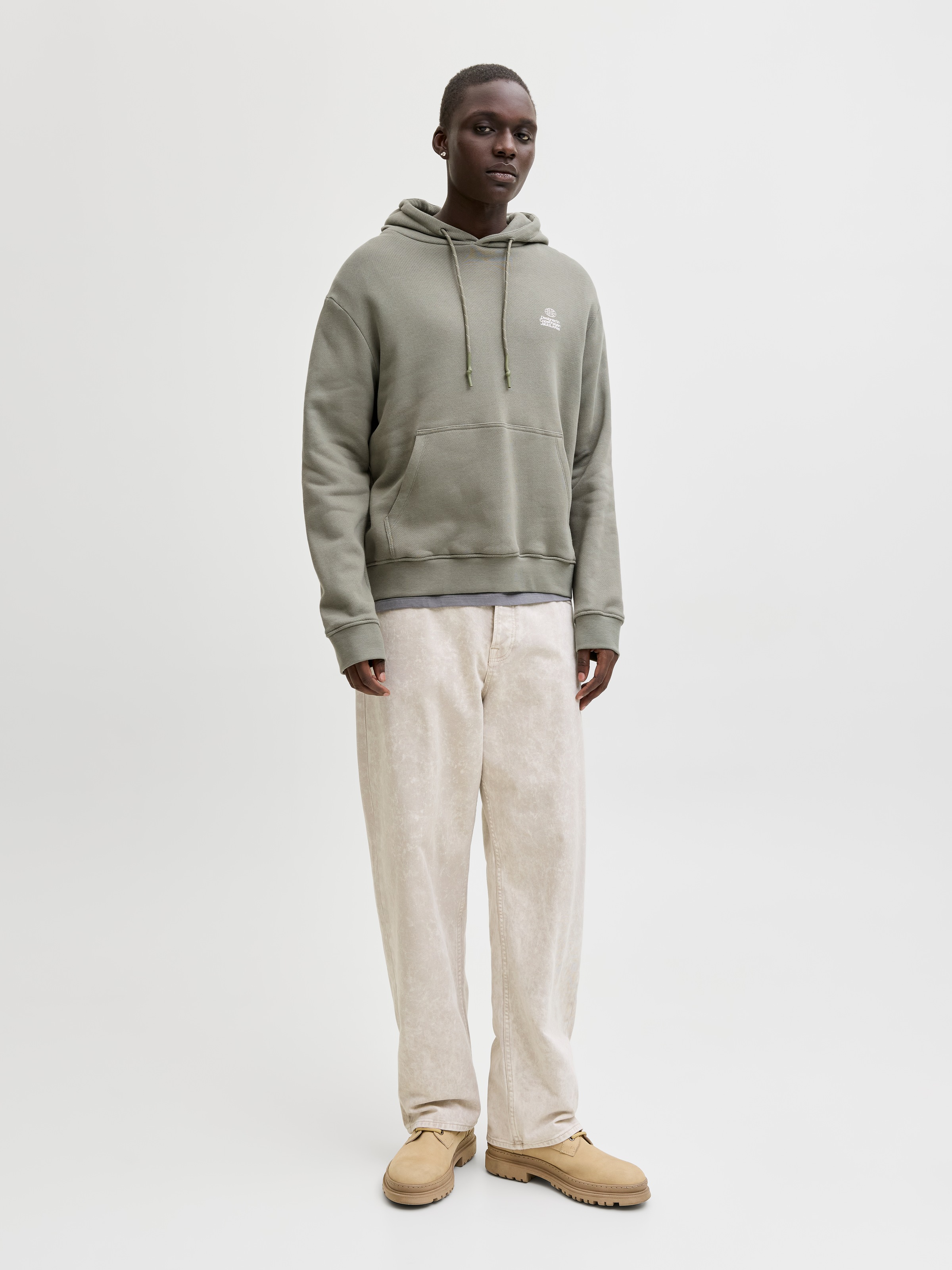 Kapuzensweatshirt JACK & JONES "JCOFLARE BACK PHOTO PRINT SWEAT HOOD", Herren, Gr. S, vetiver, angeraute Sweatware, Obermaterial: 100% Baumwolle, unifarben, relaxed fit, Rippbündchen, Sweatshirts 2