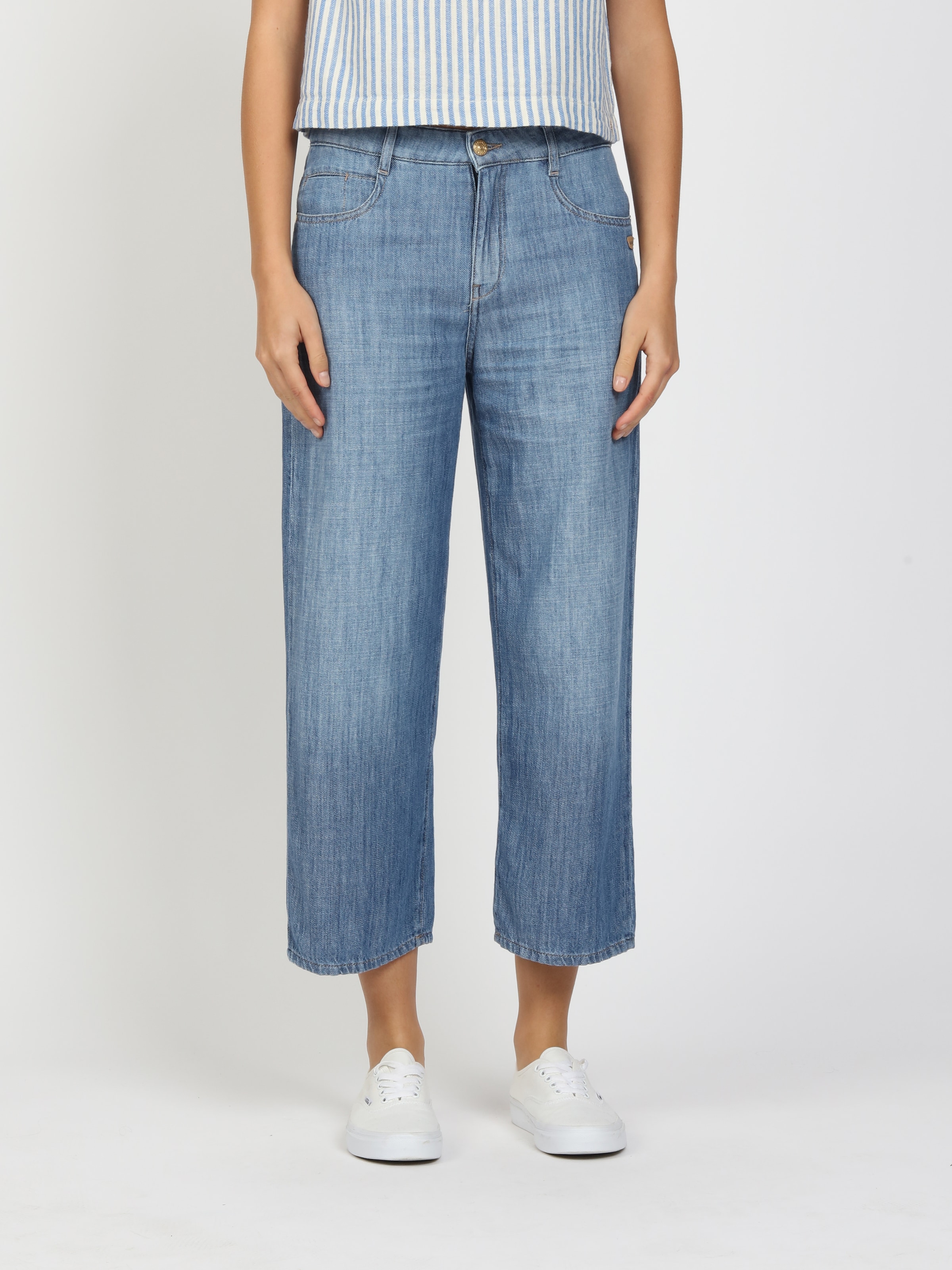 GANG Weite Jeans "94CAROL CULOTTE" Light Denim, 5-Pocket-Stil
