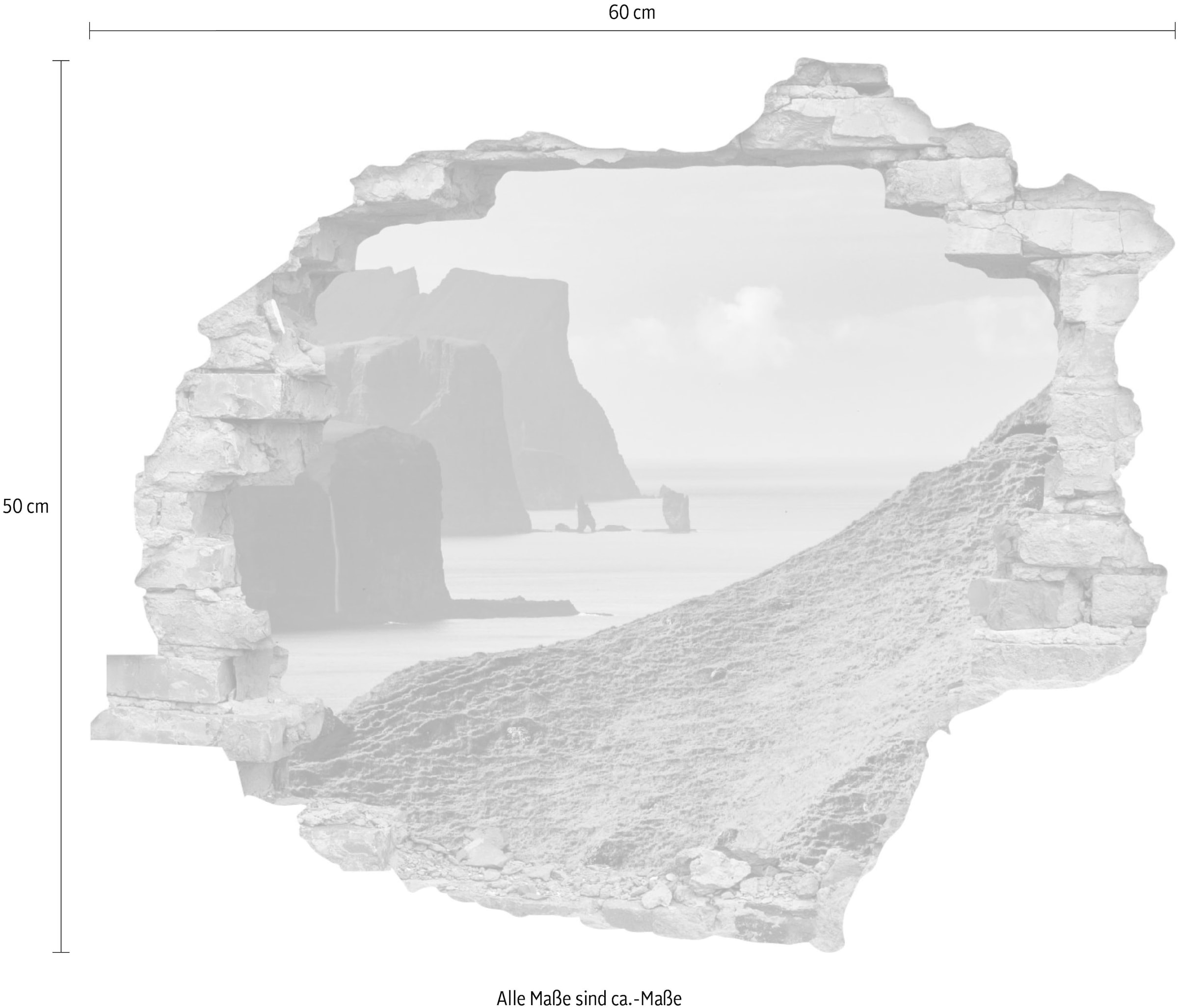 queence Wandtattoo »Fjord«, (1 St.), Wandsticker, Wandbild, selbstklebend, 3D, Wanddurchbruch