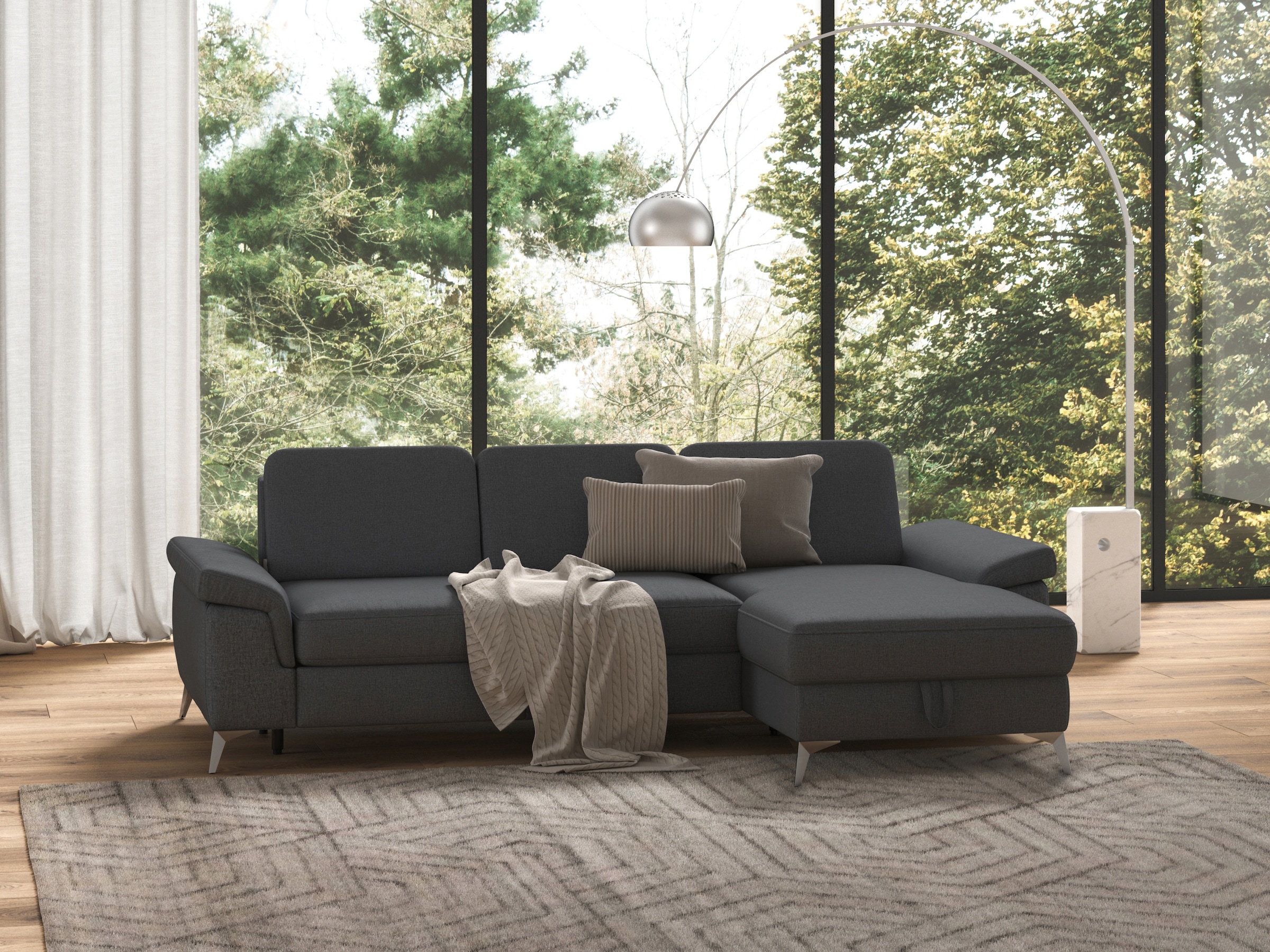 sit&more Ecksofa »Padua L-Form«, inklusive Sitztiefenverstellung, Armteilfunktion und Federkern