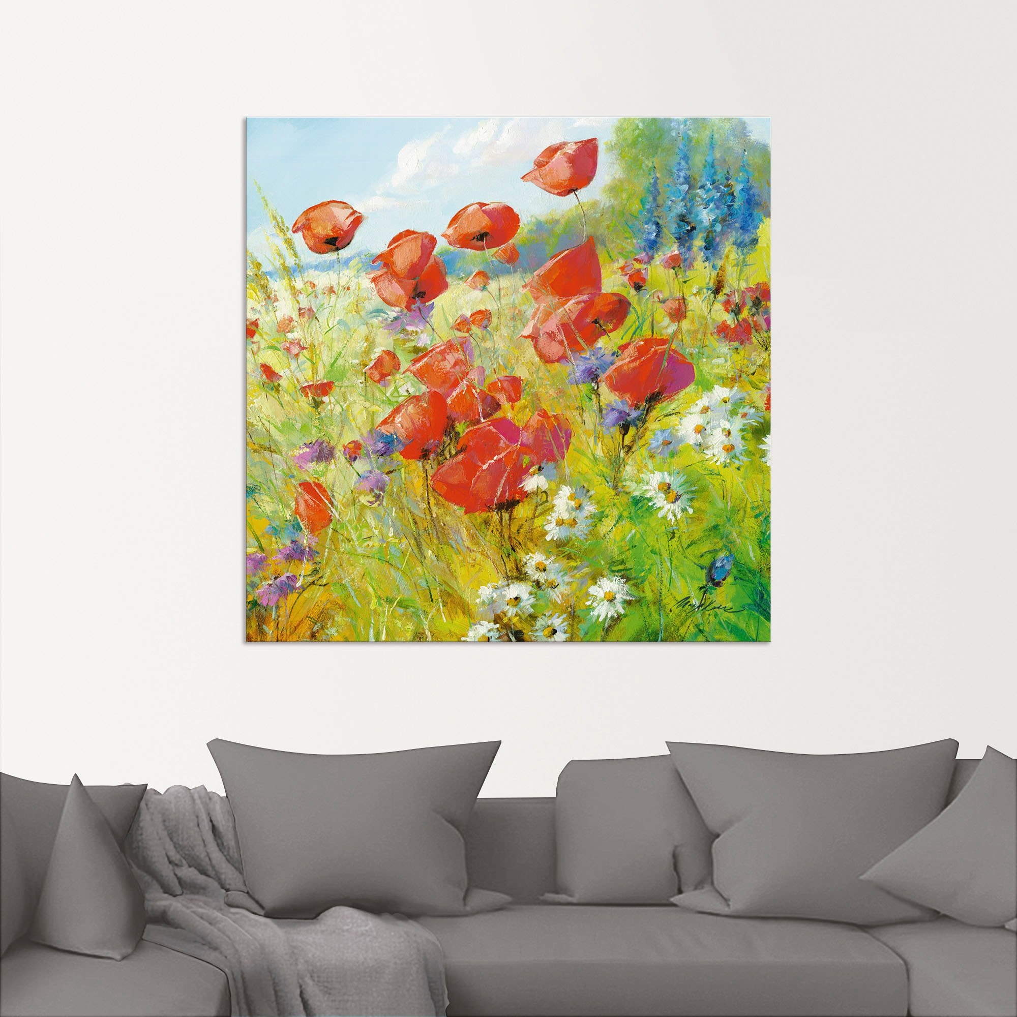 Artland Wandbild »Sommerwiese mit Mohnblumen«, Blumenwiese, (1 St.), als Alubild, Outdoorbild, Leinwandbild, Poster in verschied. Größen