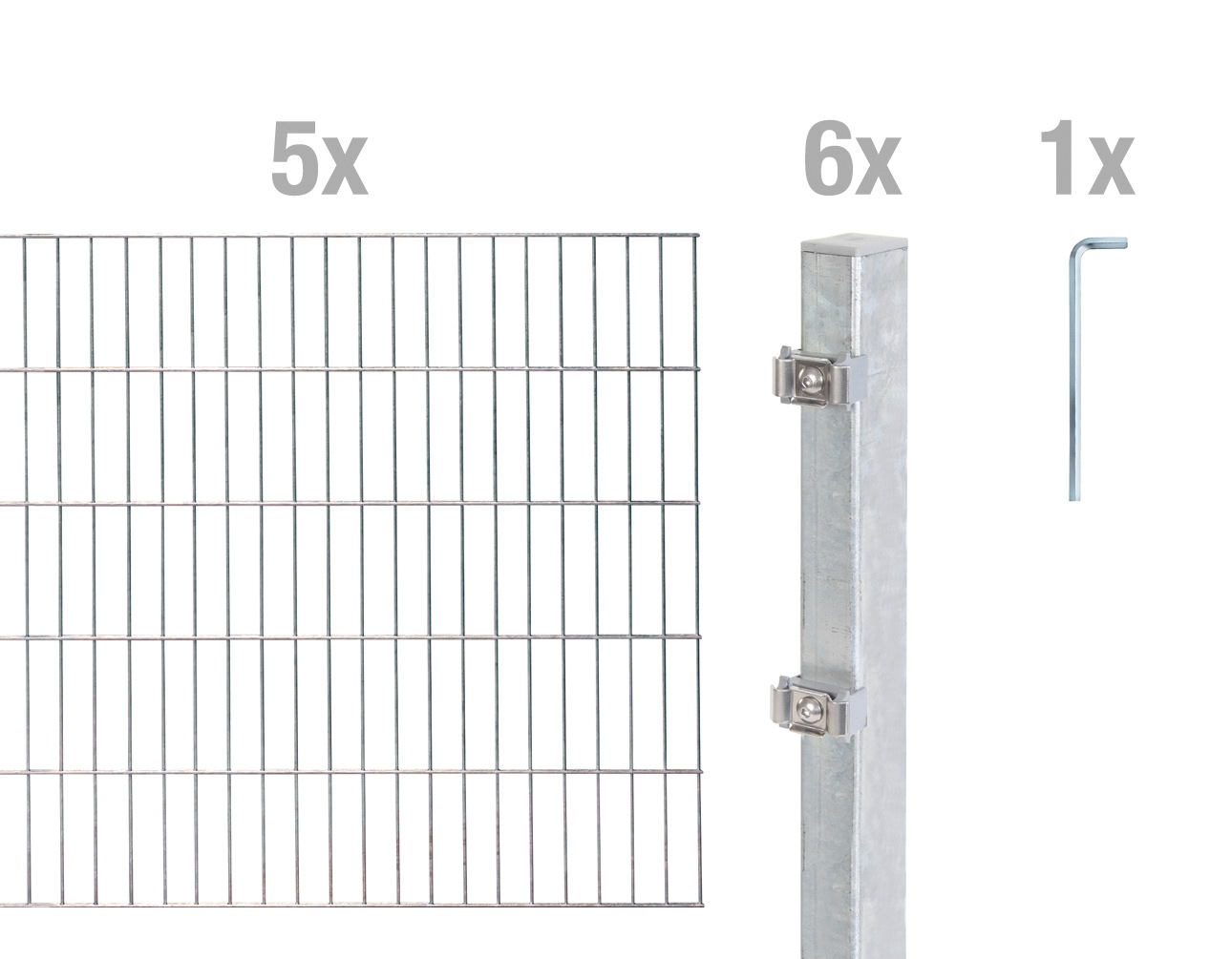 Alberts Doppelstabmattenzaun "Grundset" Höhe: 80-200 cm, Gesamtlänge: 4-30 m, zum Einbetonieren