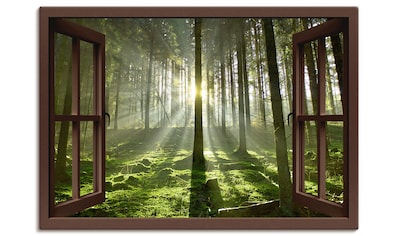 Leinwandbild »Fensterblick - Wald im Gegenlicht, braun«, Fensterblick, (1 St.)