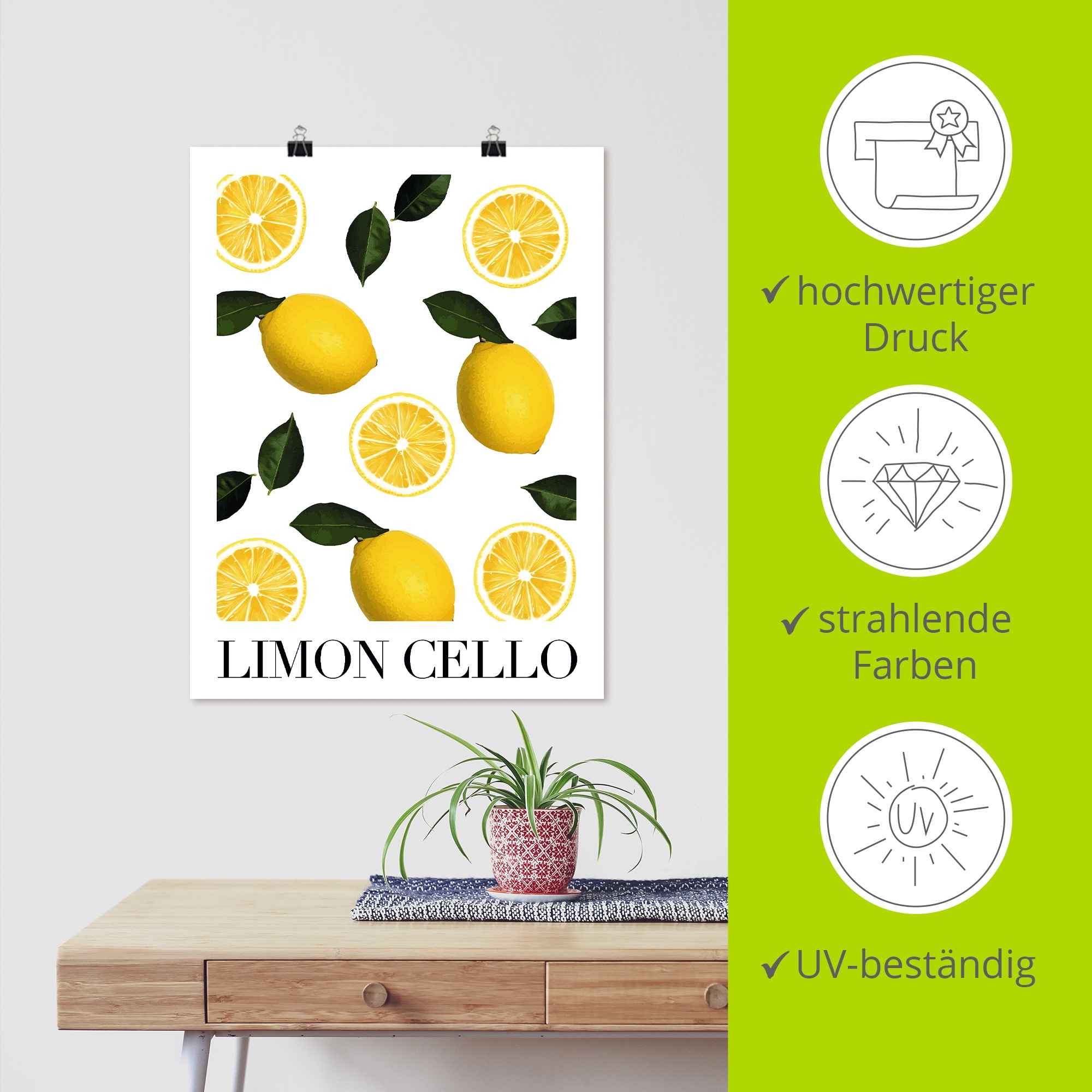 Wandbild ARTLAND "Limon Cello", farbe bild(er): gelb, B:30cm H:40cm, Papier, Bilder, als Alubild, Leinwandbild, Poster, Wandaufkleber in verschied. Größen 2