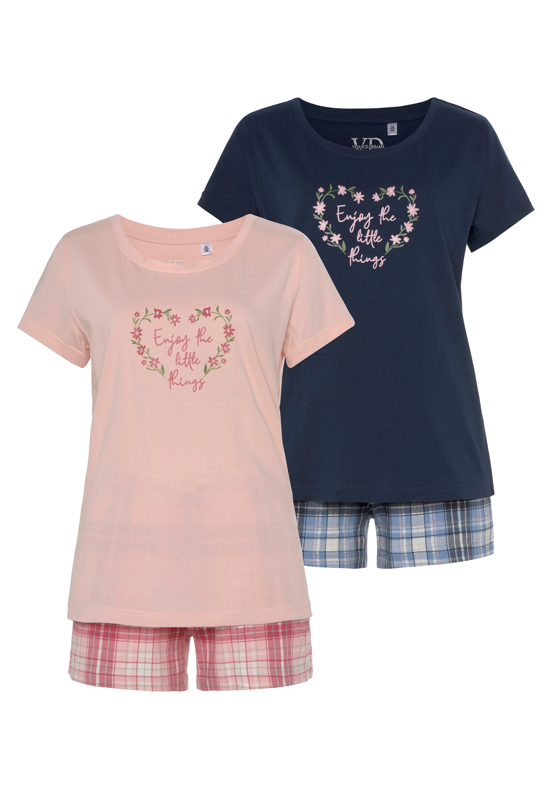 Vivance Dreams Shorty Packung, 2er Pack, 4 tlg. mit Karo- und Blumendruck i günstig online kaufen