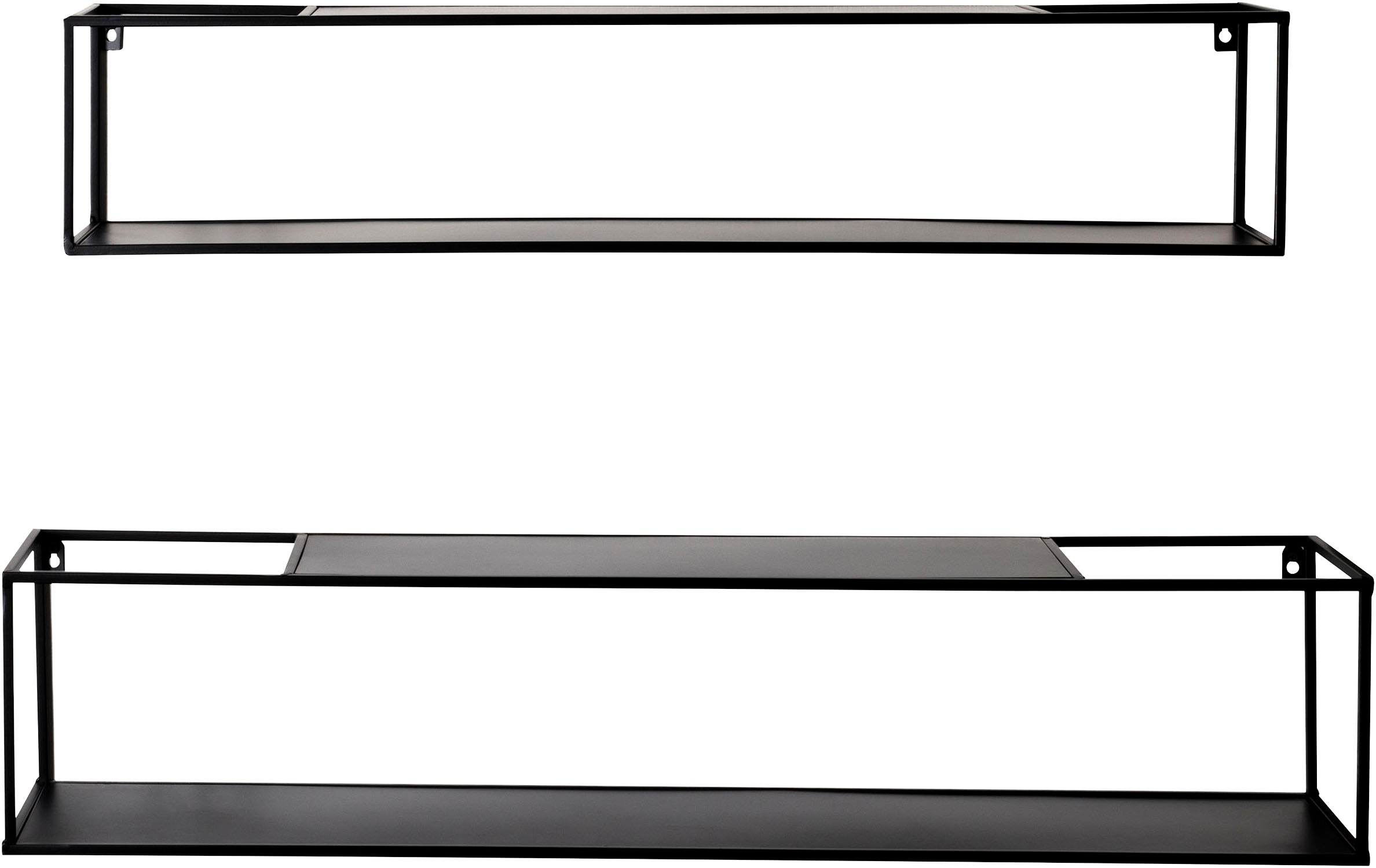 HAKU Wandregal »Hängeregal, Wandboard« Set,  rechteckig - aus Metall Schwarz - B/T/H 85/17/17 und 95/20/20 cm