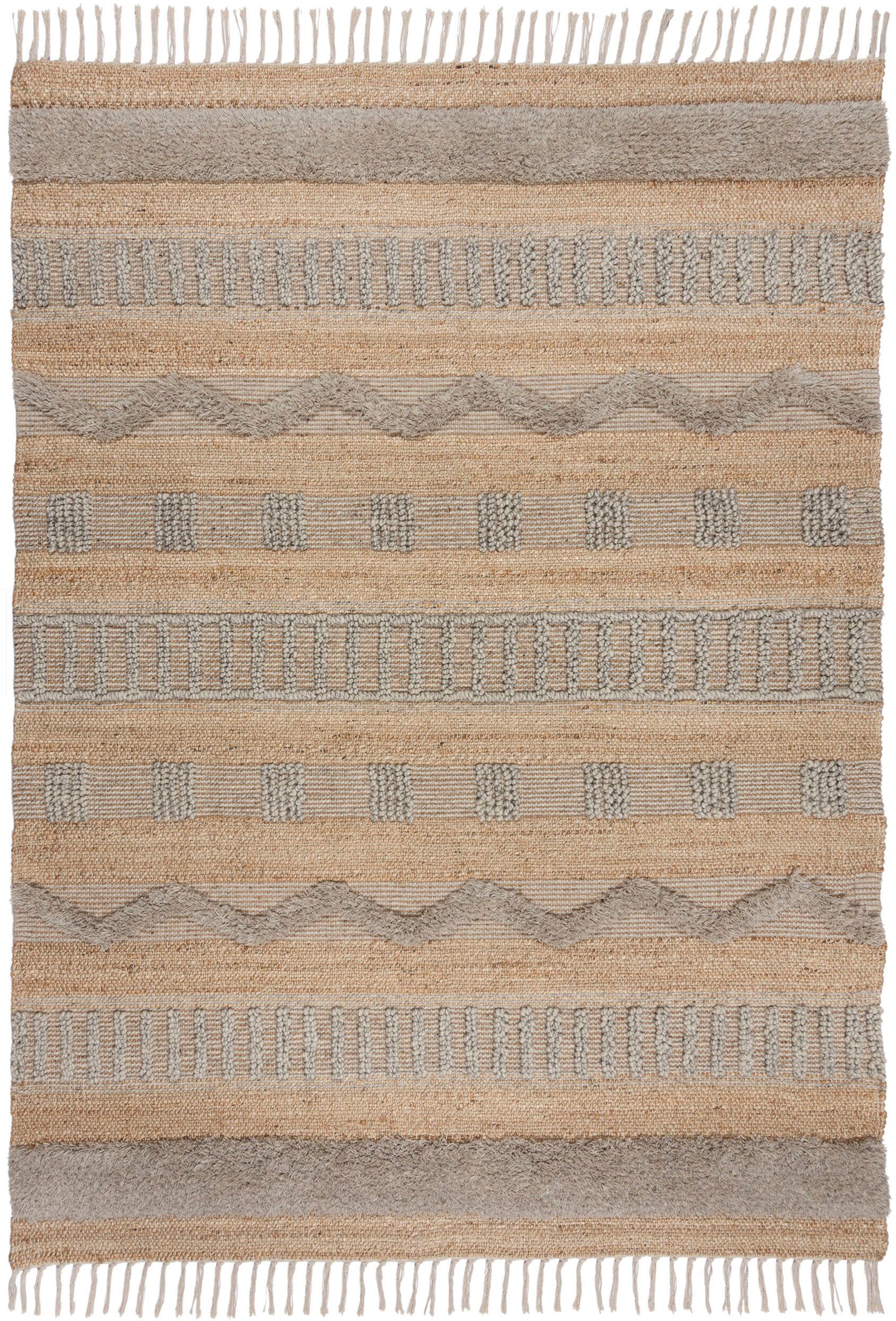 FLAIR RUGS Teppich Jute & BAUR Naturfasern Wolle aus Boho-Look, »Medina«, wie auf Rechnung | rechteckig