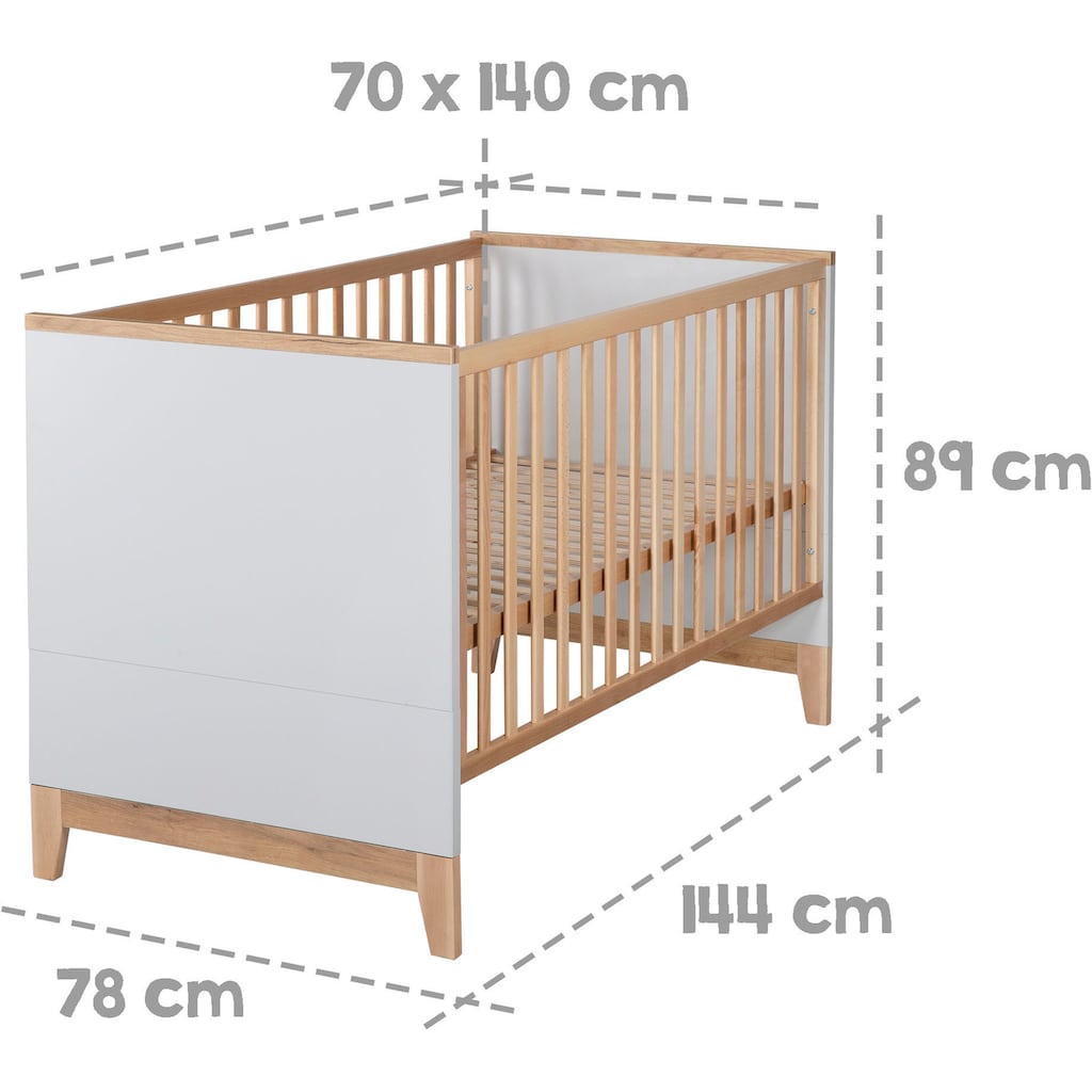 roba® Babyzimmer-Komplettset »Caro«, (Set, 3 St., Kinderbett, Schrank, Wickelkommode), mit Kinderbett, Schrank und Wickelkommode