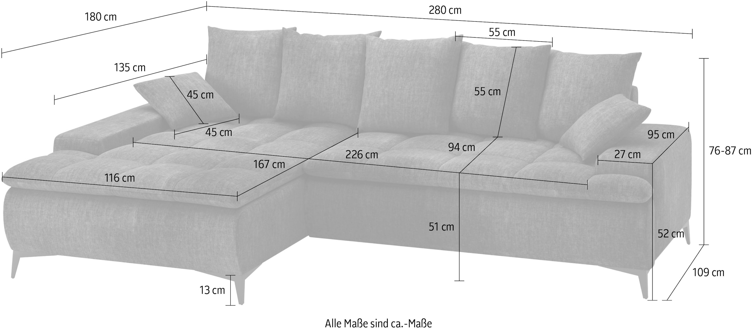 Mr. Couch Ecksofa »Haiti III, L-Form«, Mit Kaltschaum, bis 140 kg belastbar