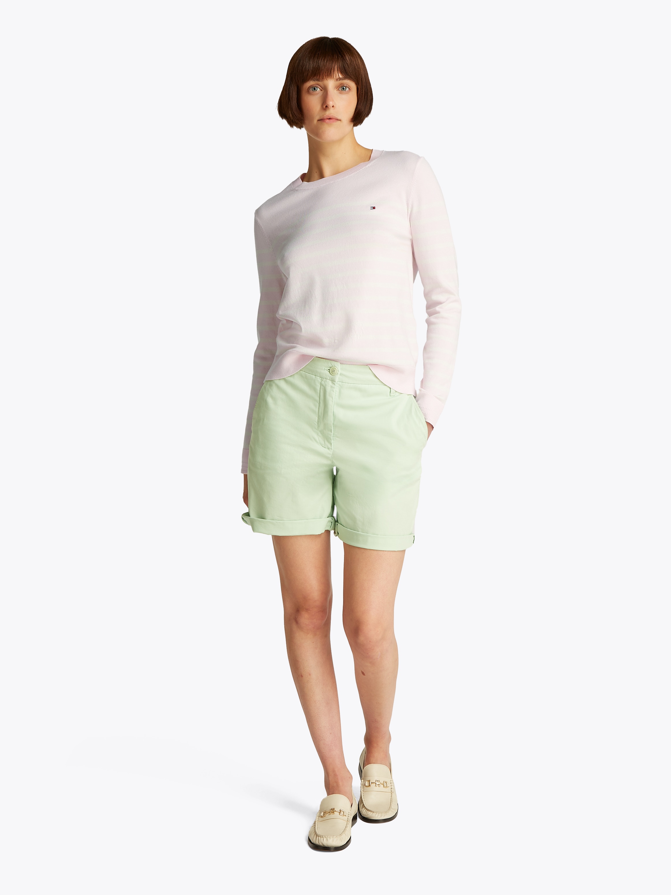 Tommy Hilfiger Rundhalspullover »CO JERSEY STITCH LS C-NK SWT«, mit Logostickerei