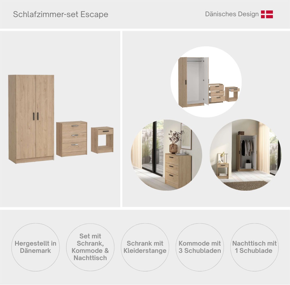 Thumbnail - INOSIGN Schlafzimmer-Set "Escape, für Schlafzimmer, Jugendzimmer, aufbewahrung, Nordischer Stil" Set