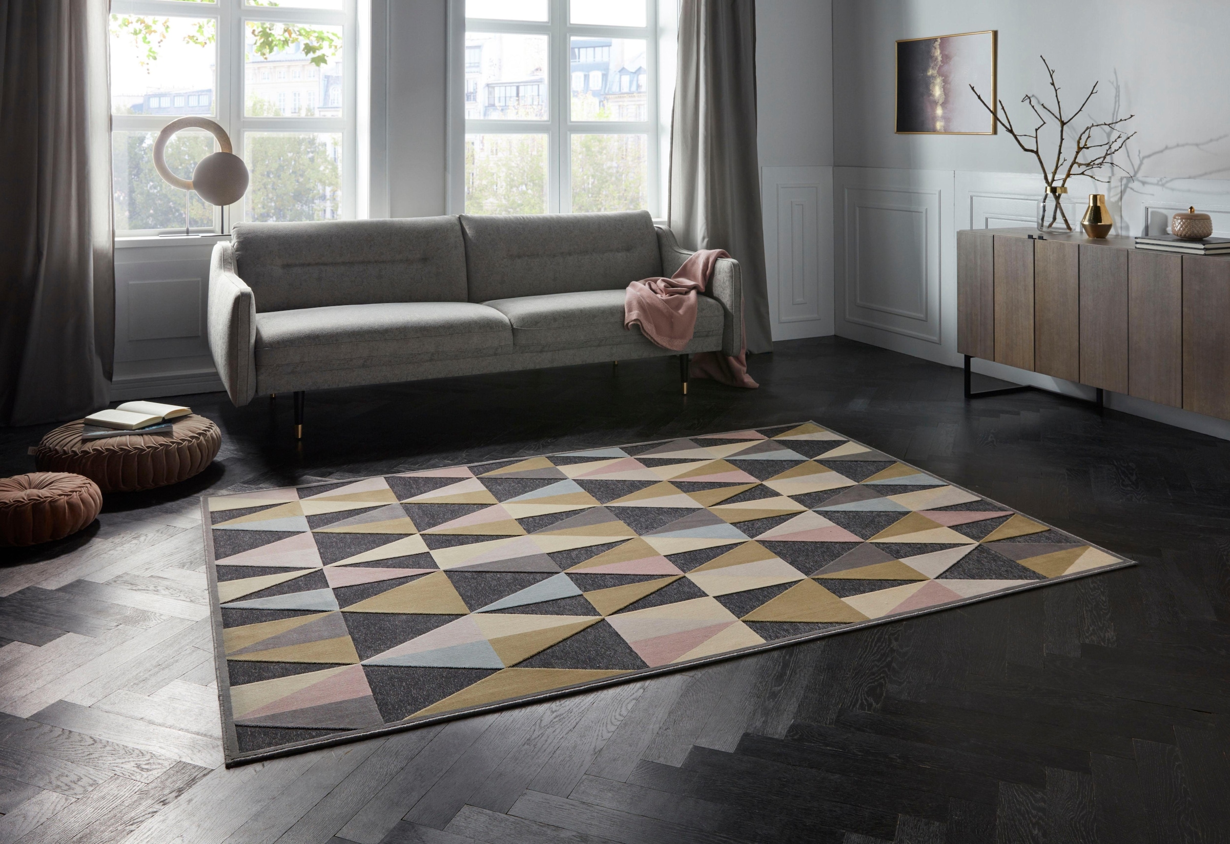 ELLE DECORATION Teppich »Creuse«, rechteckig, Kurzflor, Velour, Geometrisches Muster, Hoch-Tief Struktur