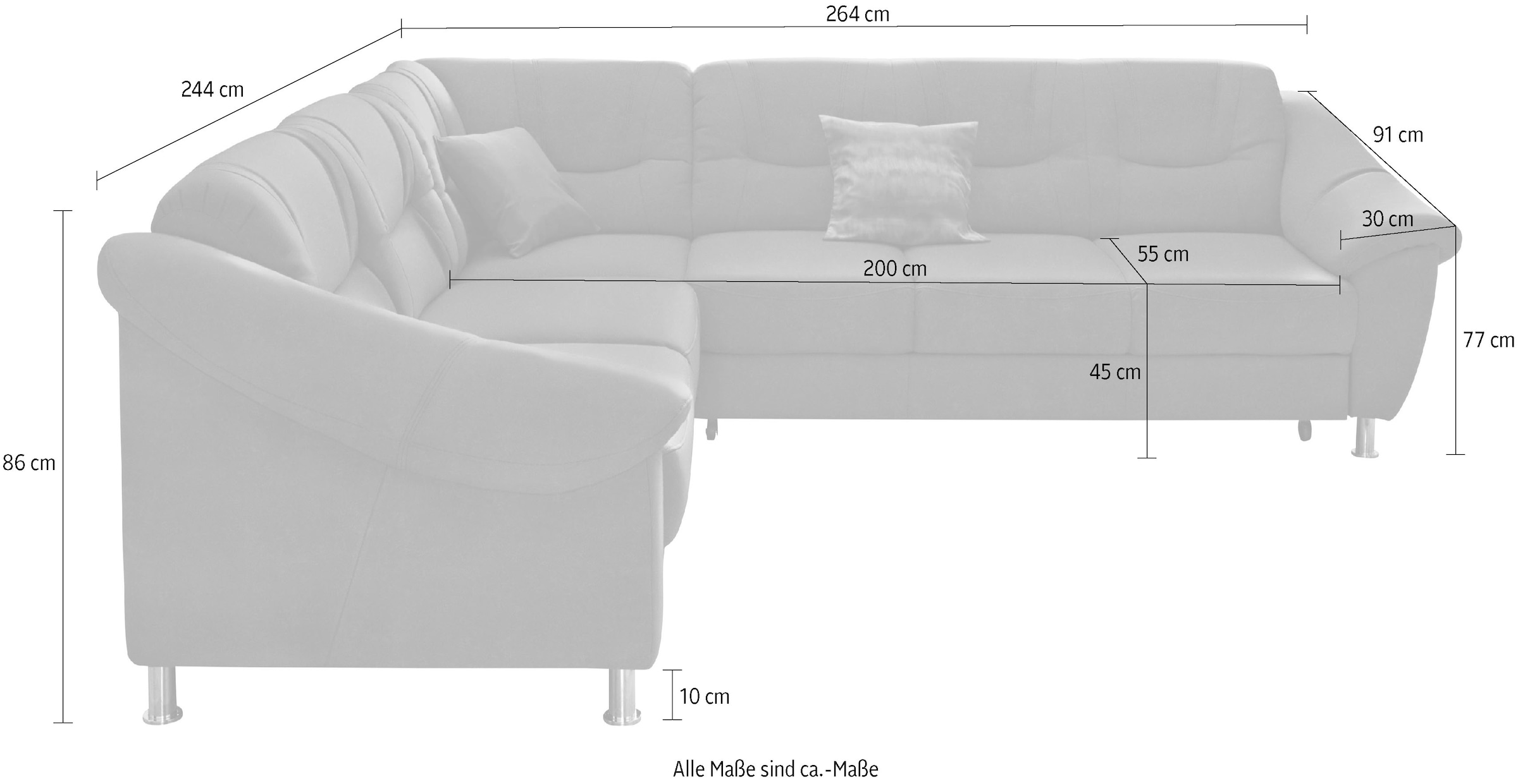 sit&more Ecksofa »Salsa L-Form«, mit Federkern, wahlweise mit Bettfunktion