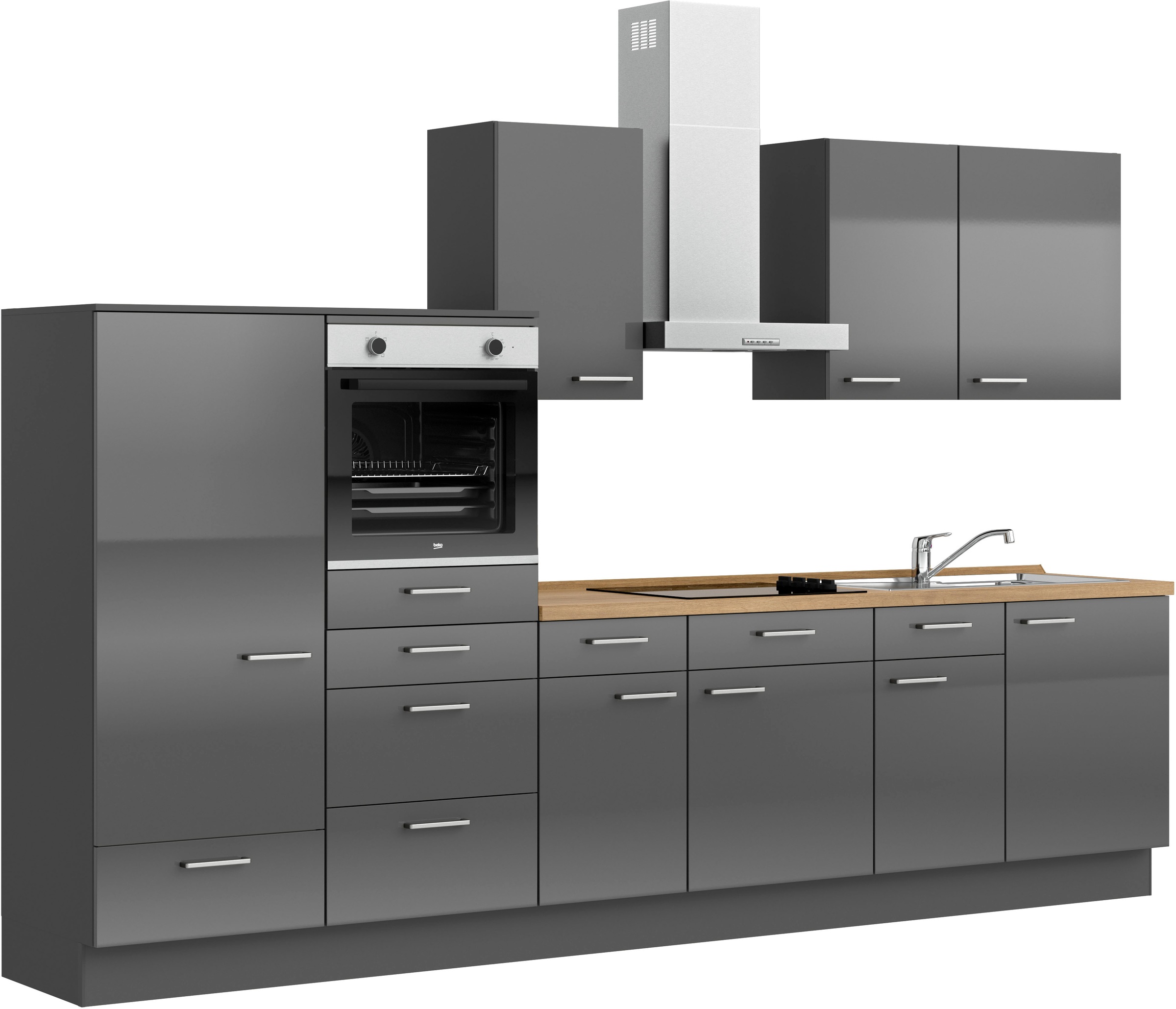 nobilia® Küchenzeile »"Flash I"«, vormontiert, Ausrichtung wählbar, Breite 330 cm, wahlw. mit E-Geräten