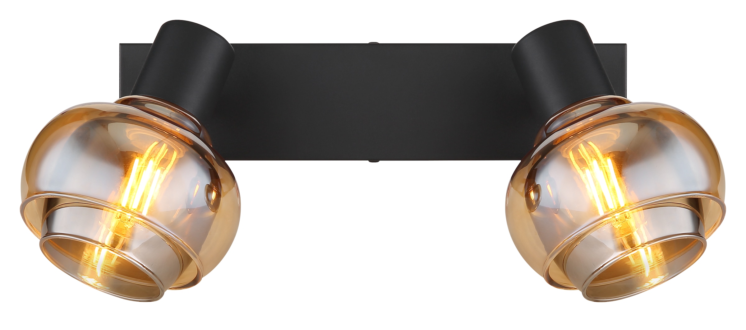 GLOBO LIGHTING Deckenstrahler »TOKKI«, Leuchtmittel E14 | ohne Leuchtmittel, Deckenspot/schwarz/Glas amber/Glas rauchfarben/Flur/Wohnzimmer