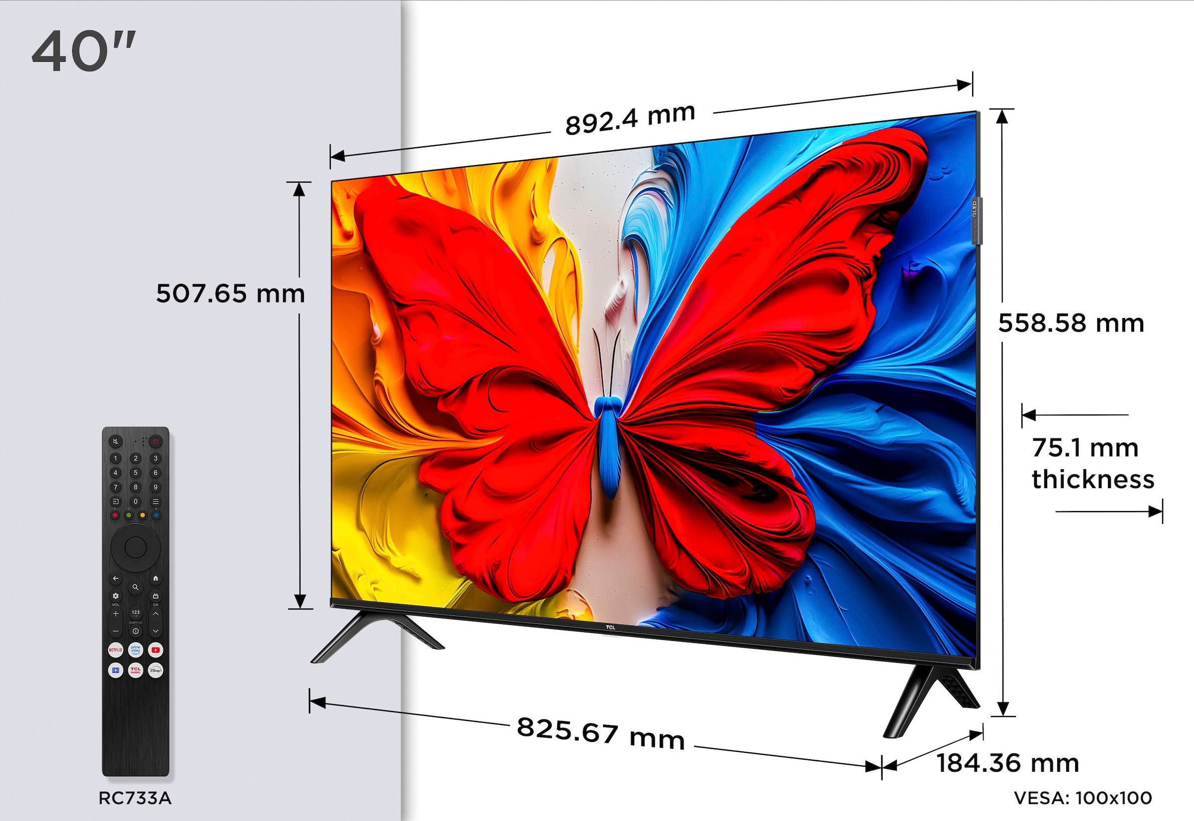TCL QLED-Fernseher »40V5CX1«, Full HD, Smart-TV-Android TV, Android TV, Dolby Audio, Full-HD, Slim, Bluetooth, 40 Zoll / 102 cm
