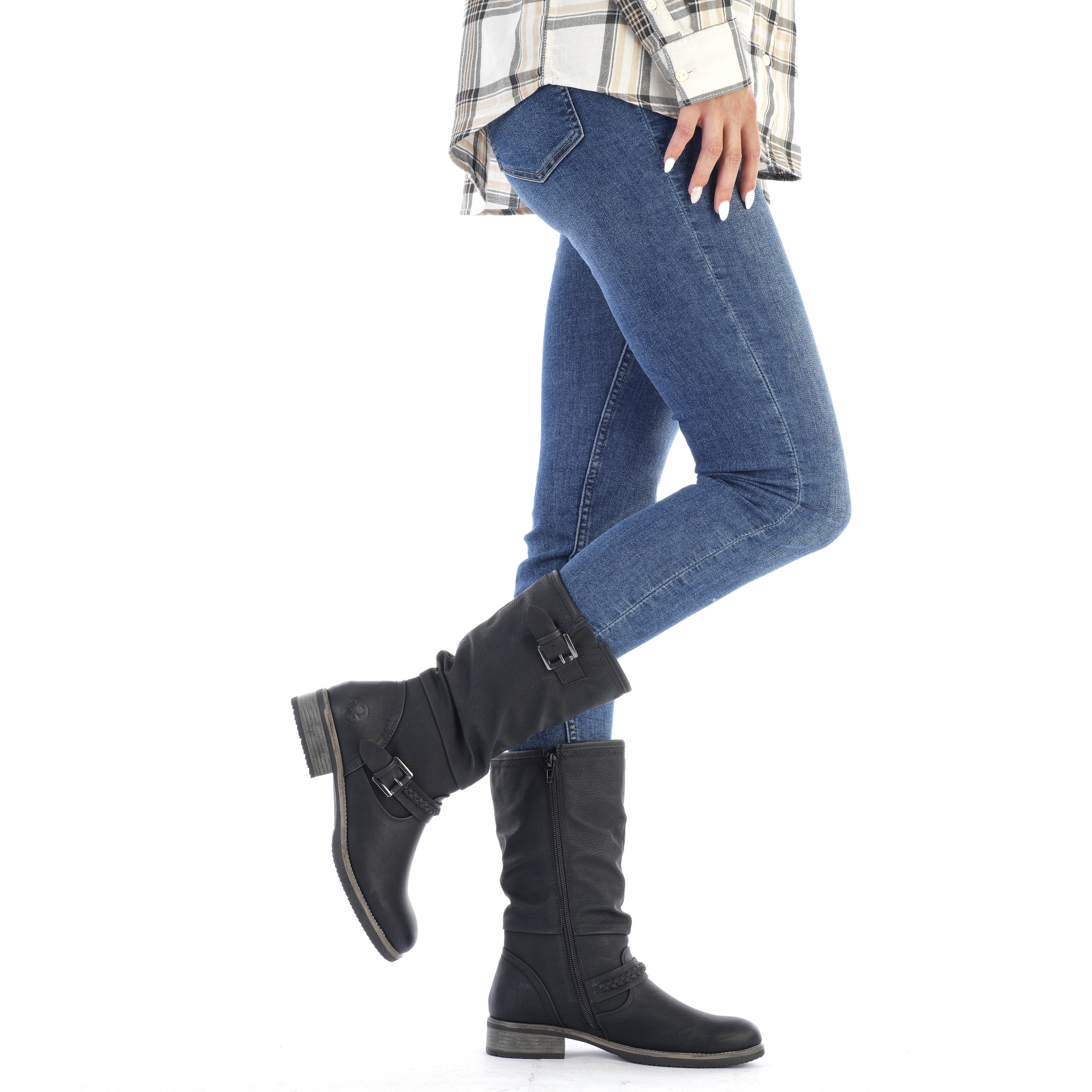 Rieker Stiefel  Winterboots, ,Blockabsatz mit gerafftem slouchy-Schaft, schmale Form